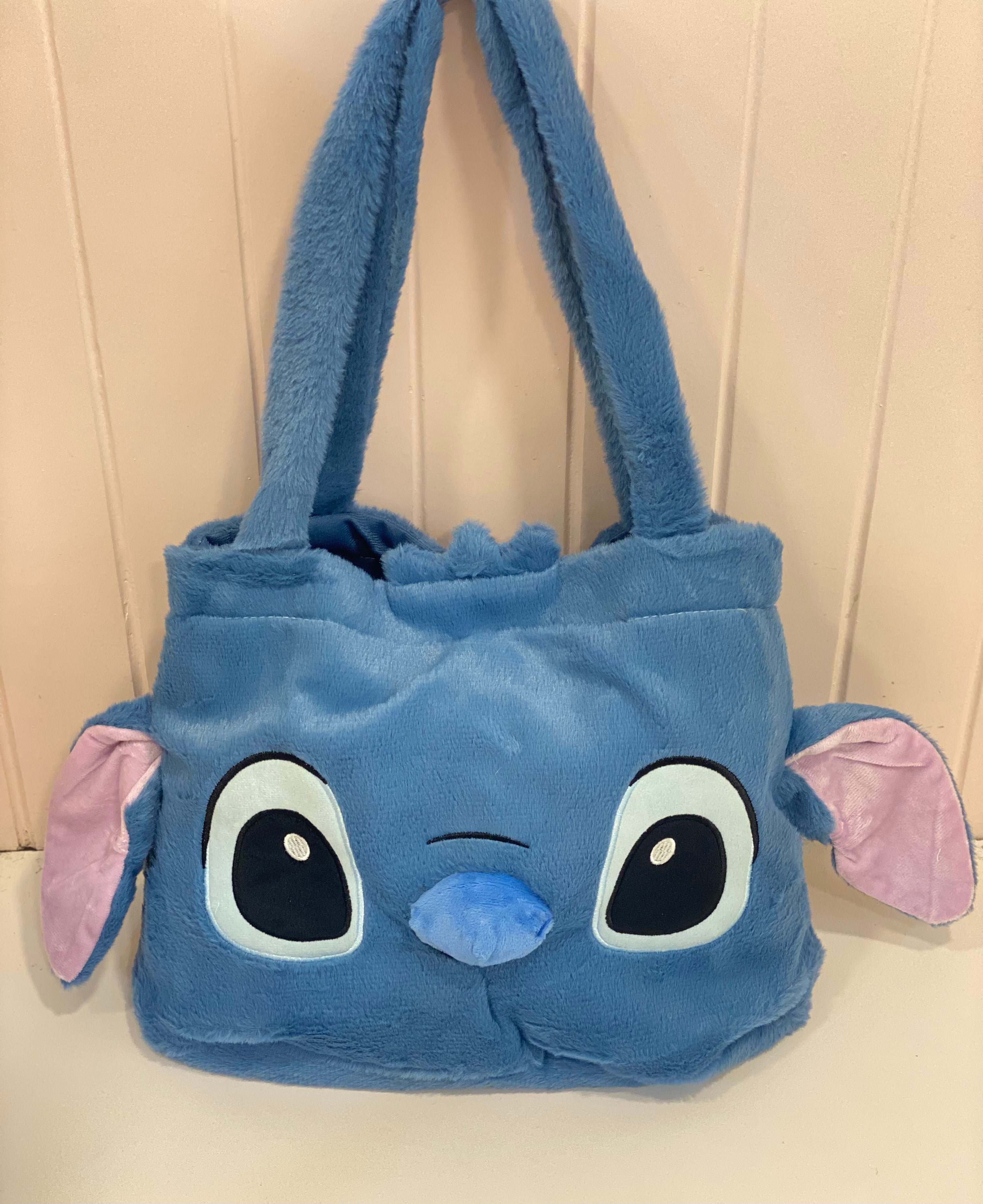 Stitch Blue Plush Character Tote Pouch
