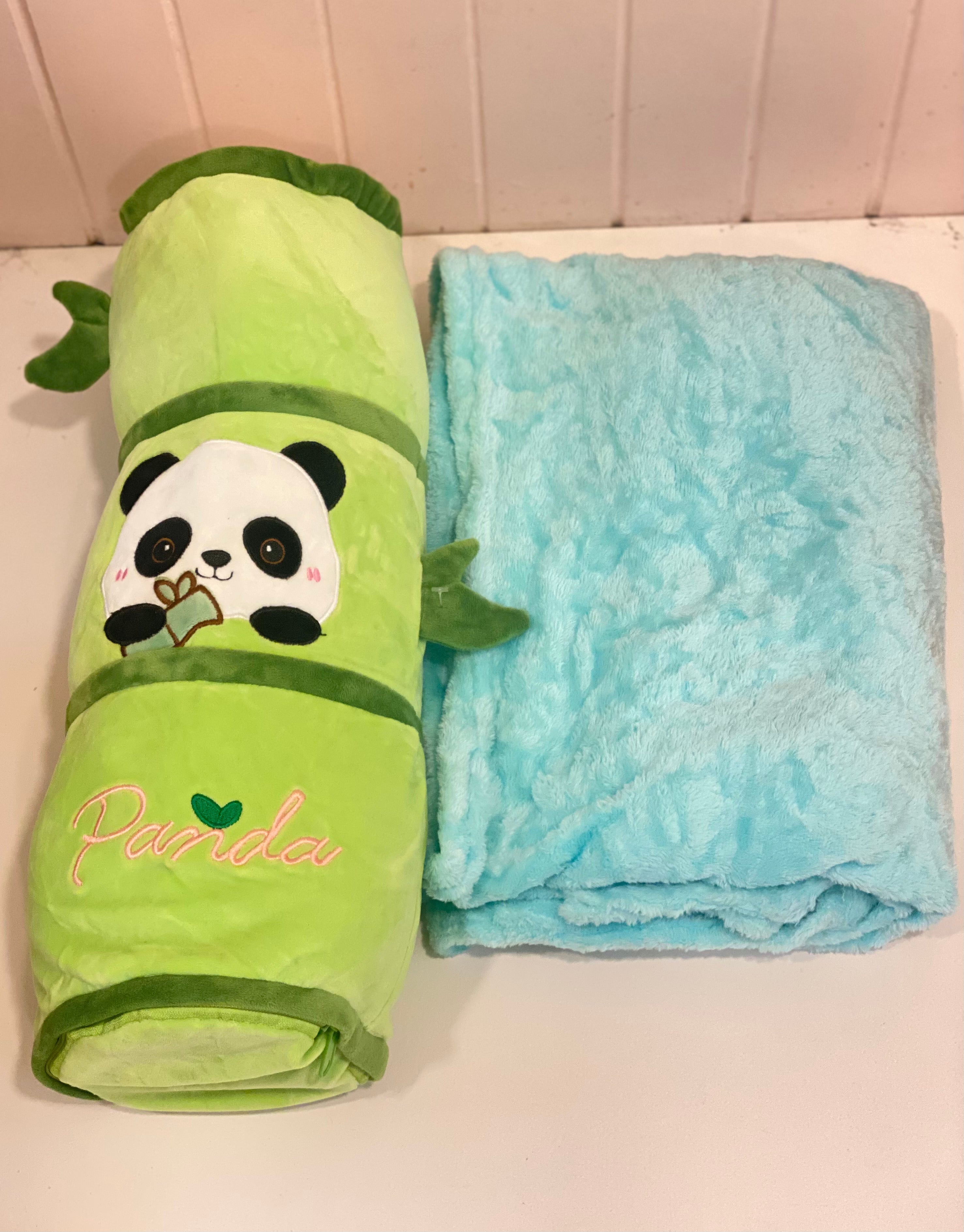 Panda Bamboo Plush Pillow &amp; Blanket Set