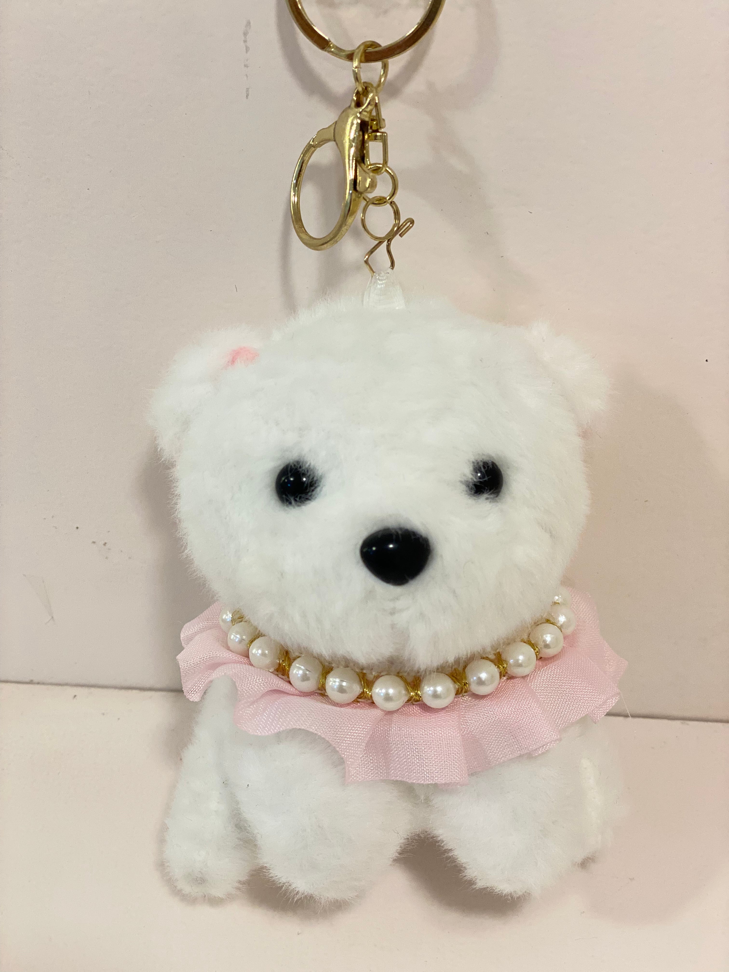 Tulle & Pearl Collar Puppy Bag Charm