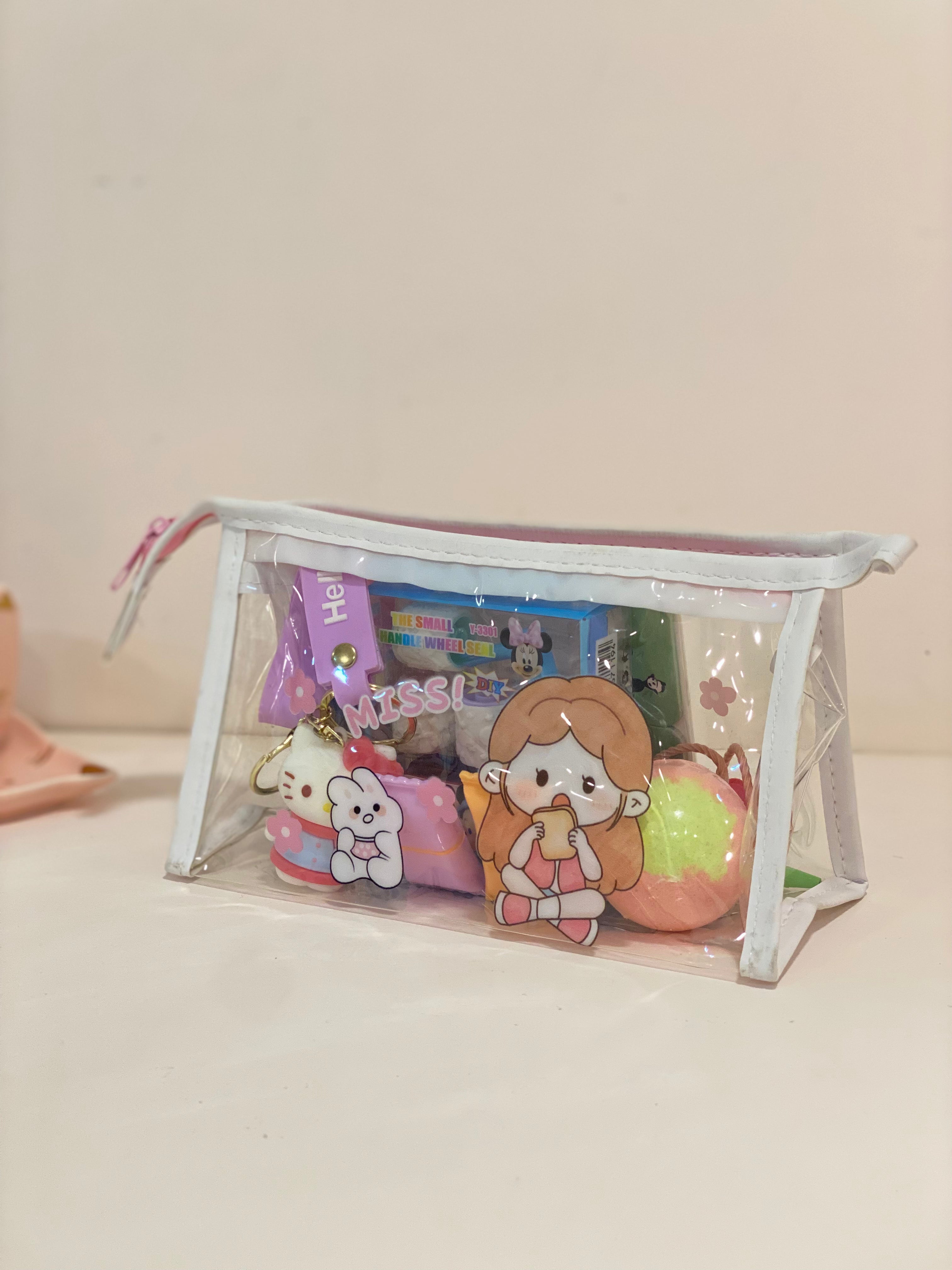 Kawaii Clear Travel Pouch &amp; Stationery Gift Set