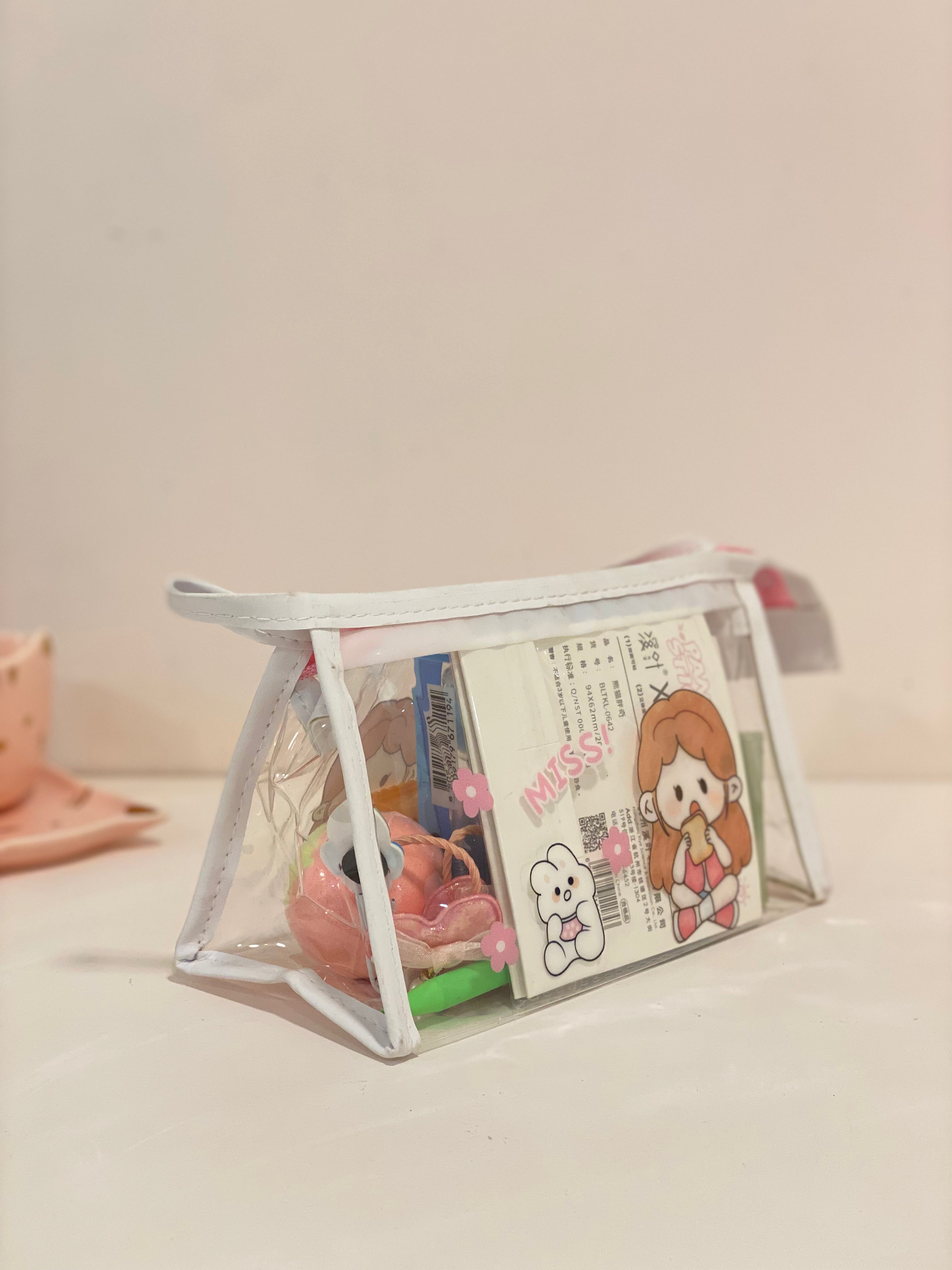 Kawaii Clear Travel Pouch &amp; Stationery Gift Set