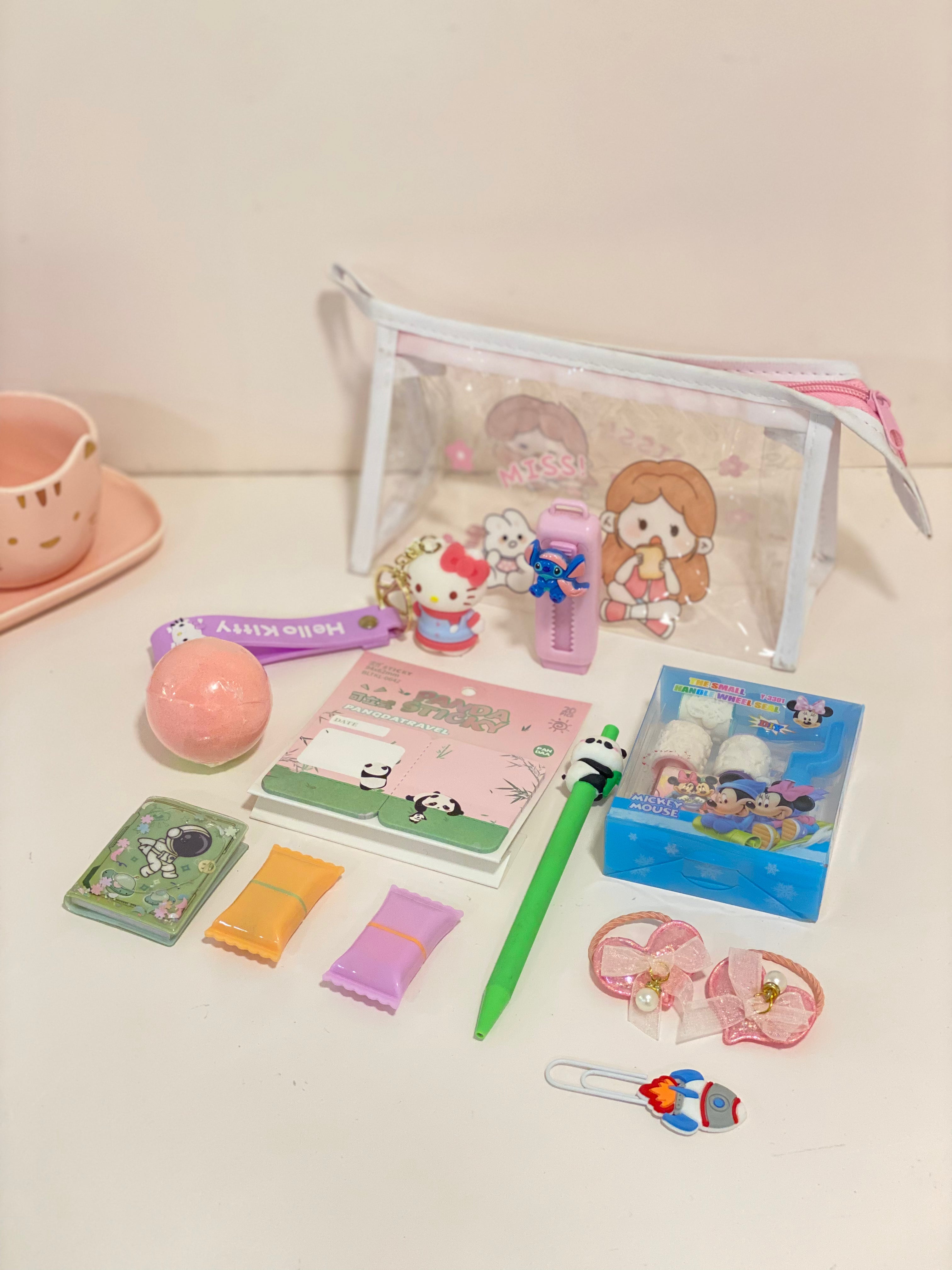 Kawaii Clear Travel Pouch &amp; Stationery Gift Set
