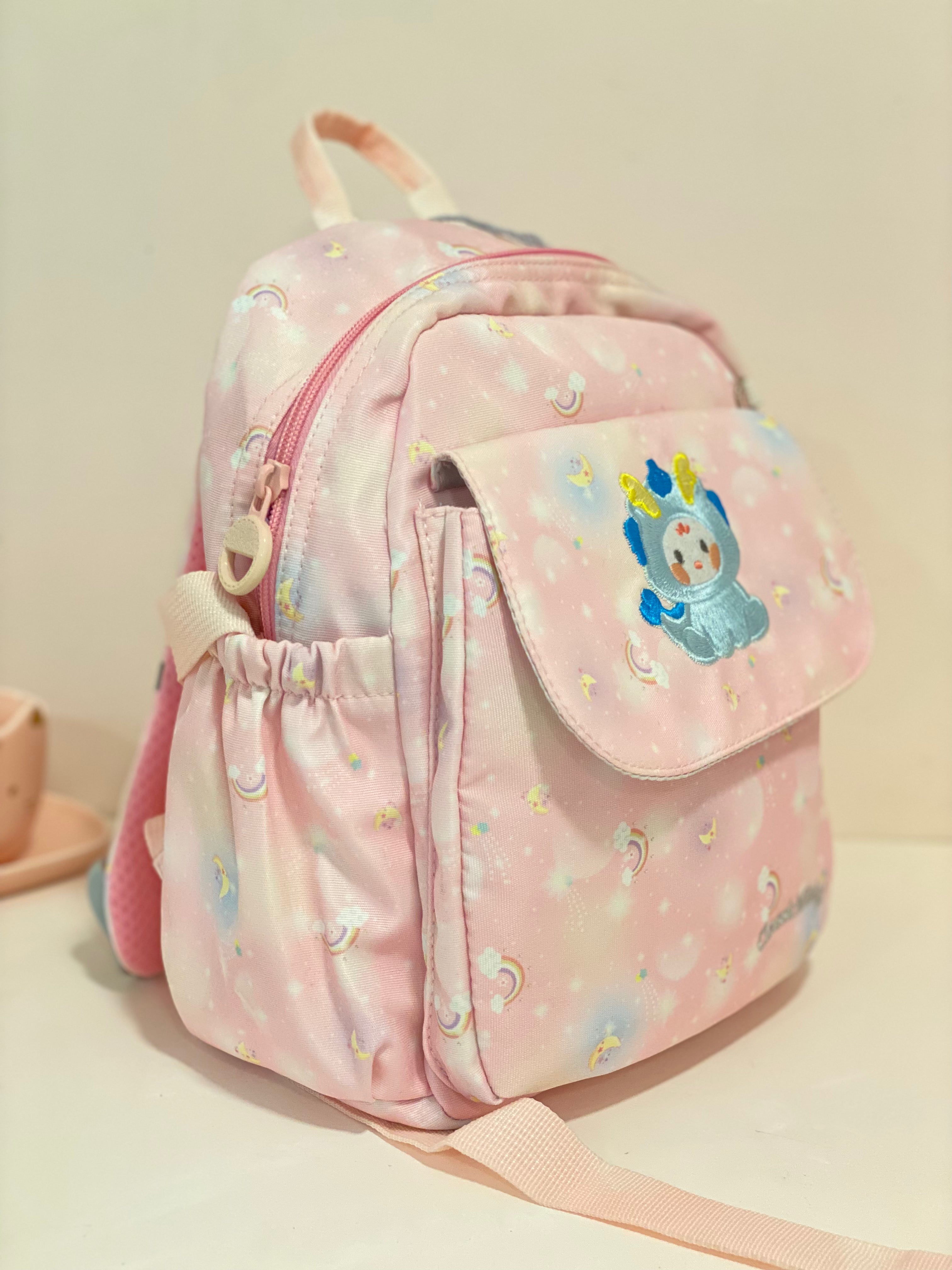 Kawaii Pastel Unicorn &amp; Dragon Kids Backpack Hamper Set