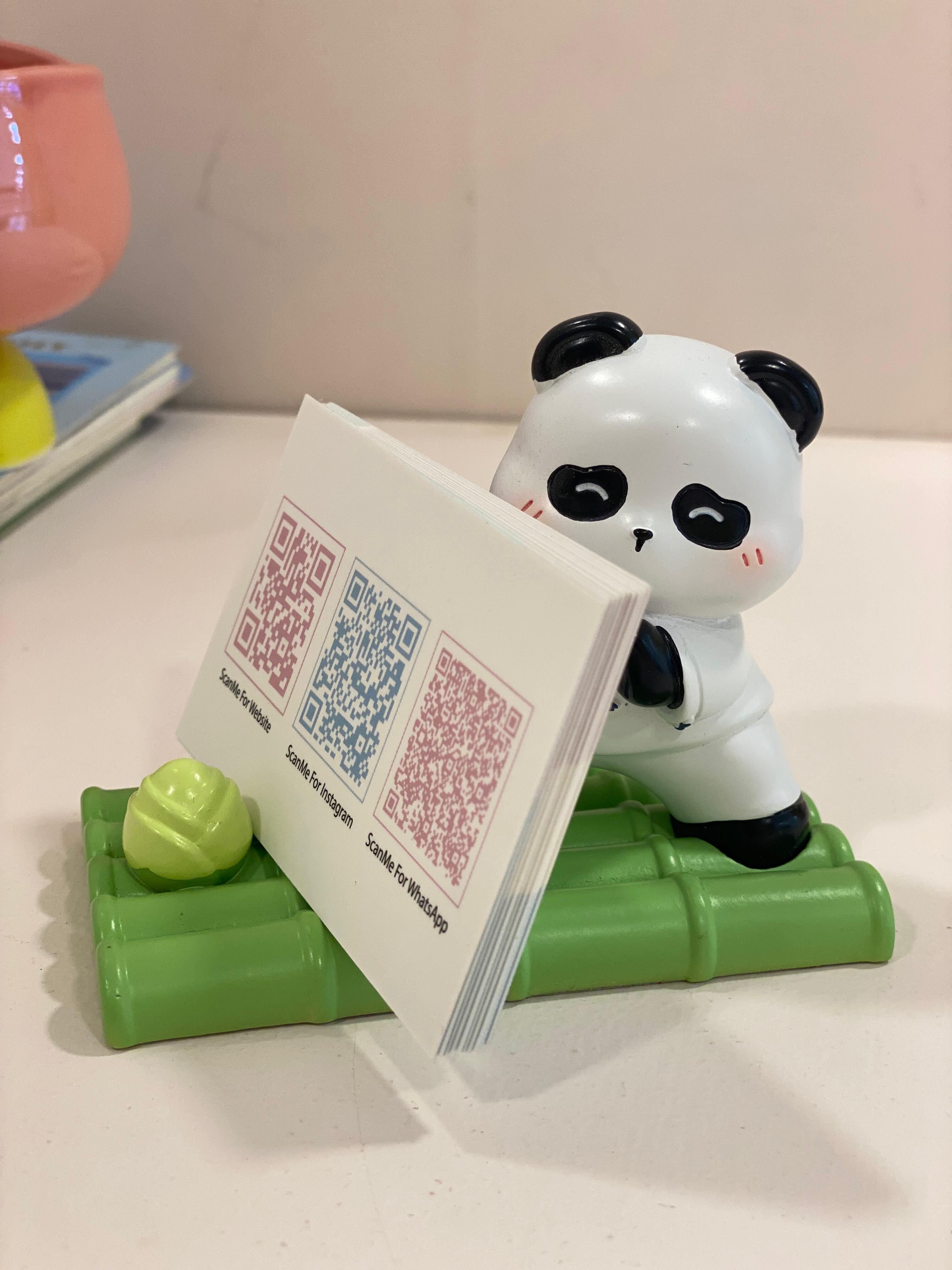 Cute Animal Desk Card Holder & Photo Stand | Panda & Lucky Cat Resin Table Decor