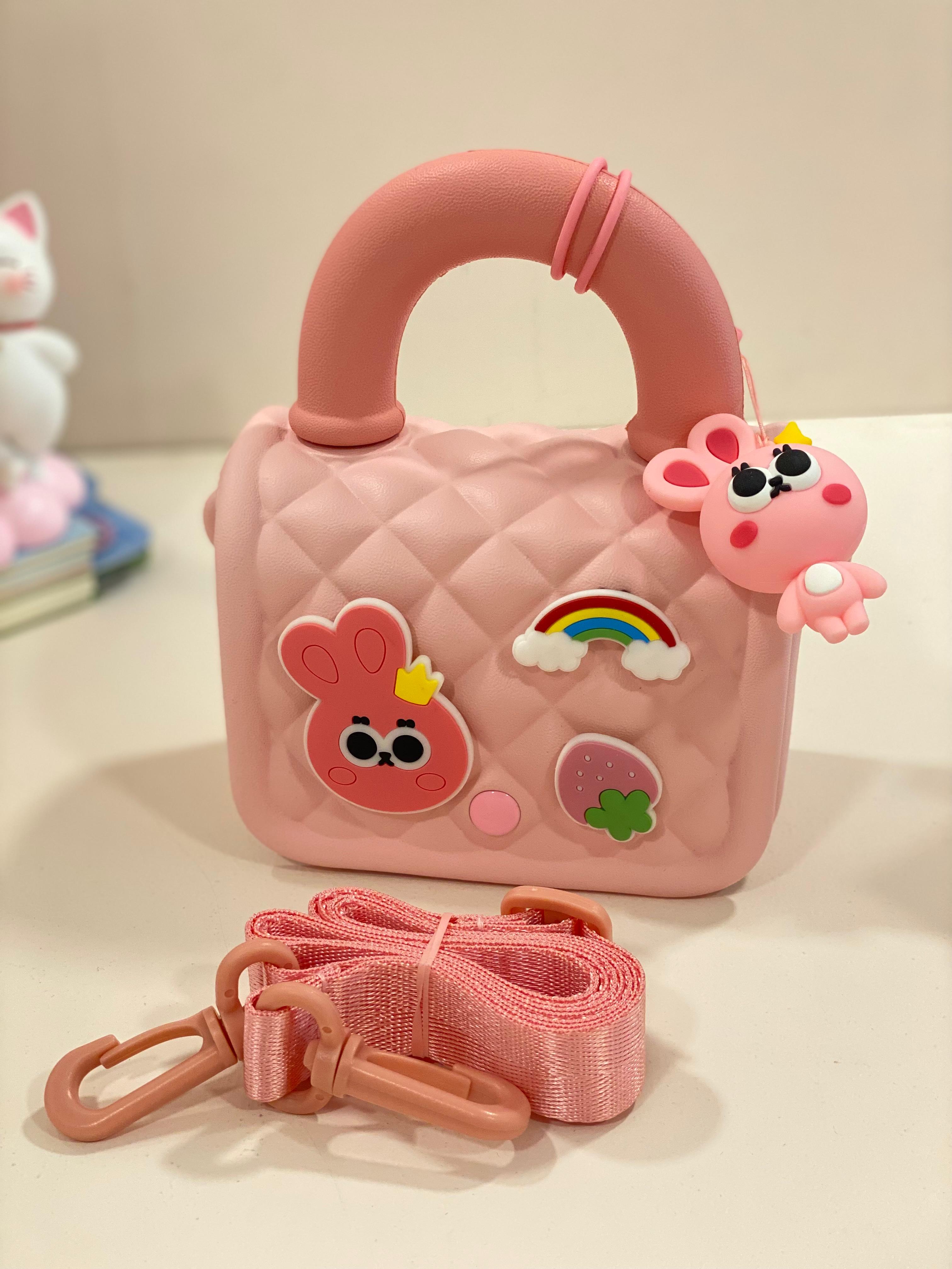 Cute Cartoon Silicone Mini Sling Bag for Kids & Girls | Quilted Handbag with Detachable Strap
