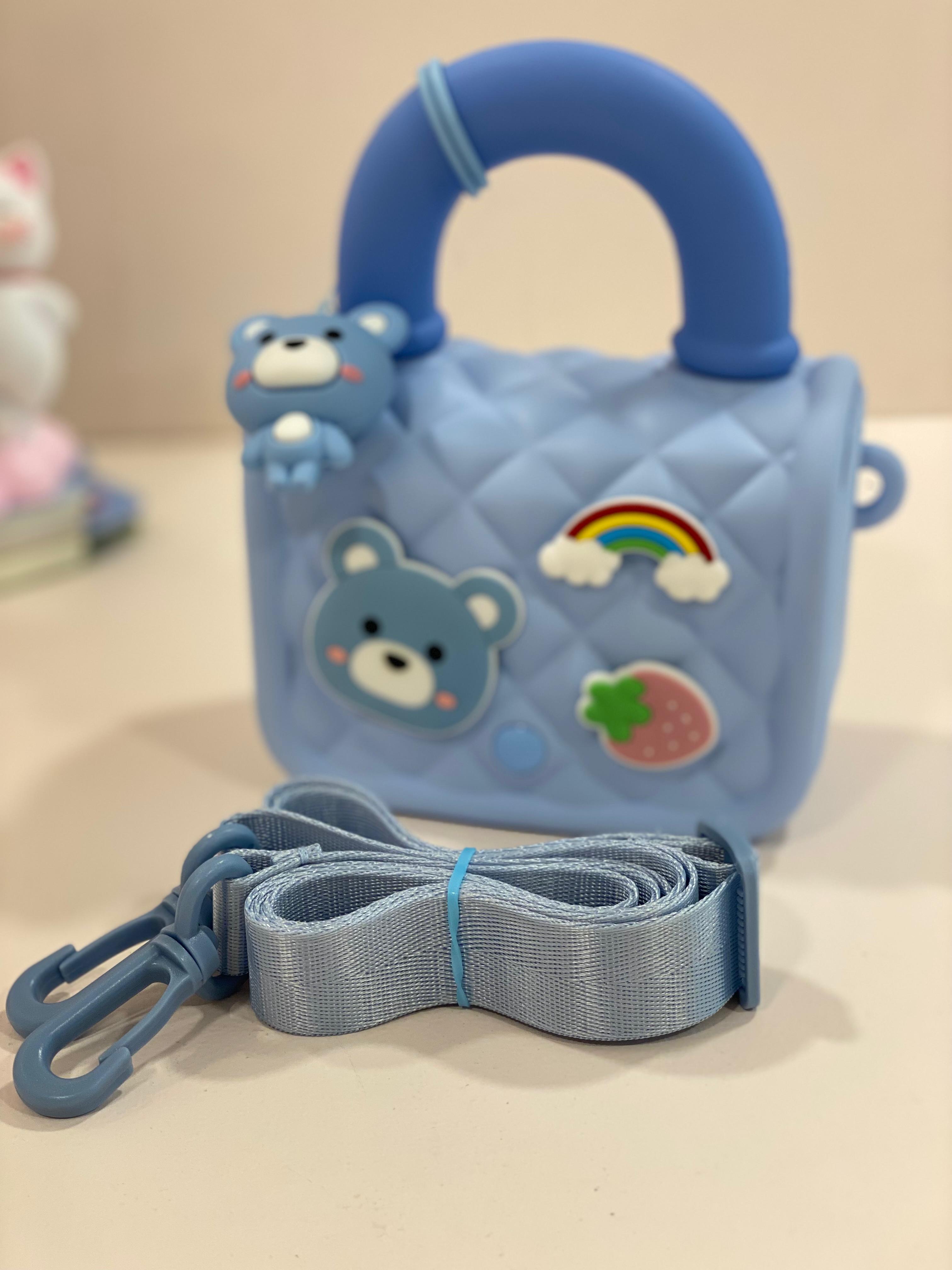 Cute Cartoon Silicone Mini Sling Bag for Kids & Girls | Quilted Handbag with Detachable Strap