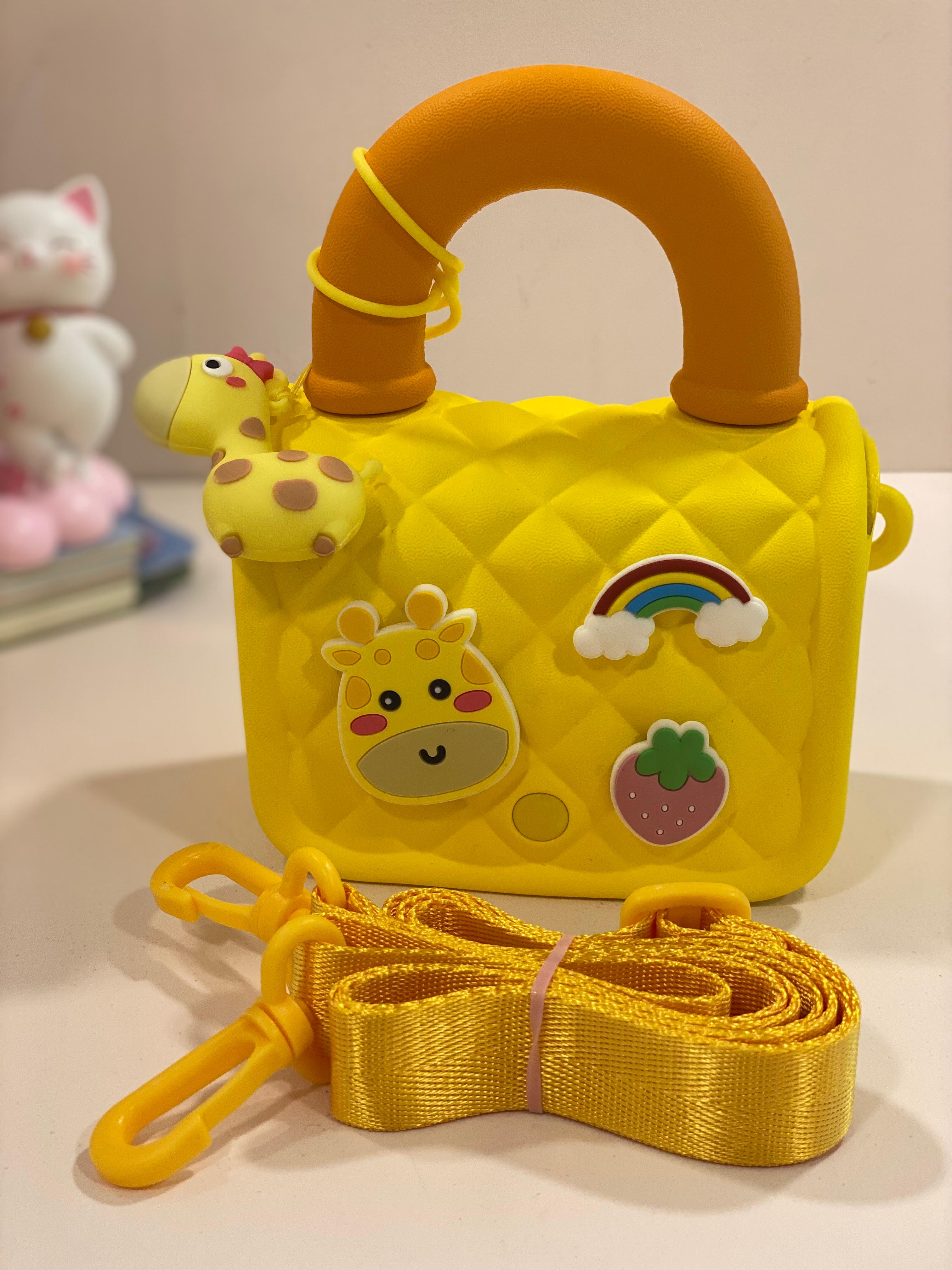 Cute Cartoon Silicone Mini Sling Bag for Kids & Girls | Quilted Handbag with Detachable Strap
