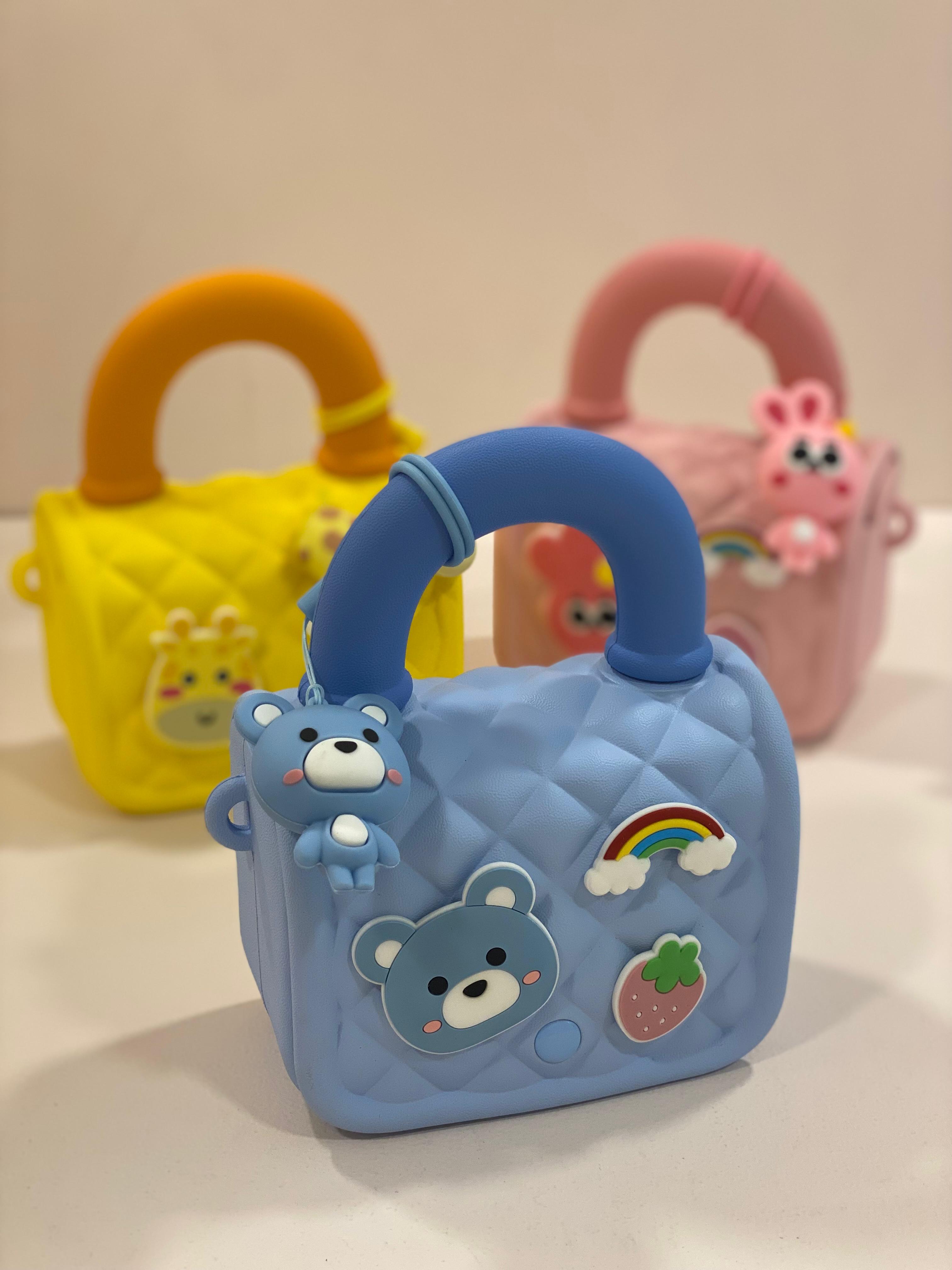 Cute Cartoon Silicone Mini Sling Bag for Kids & Girls | Quilted Handbag with Detachable Strap