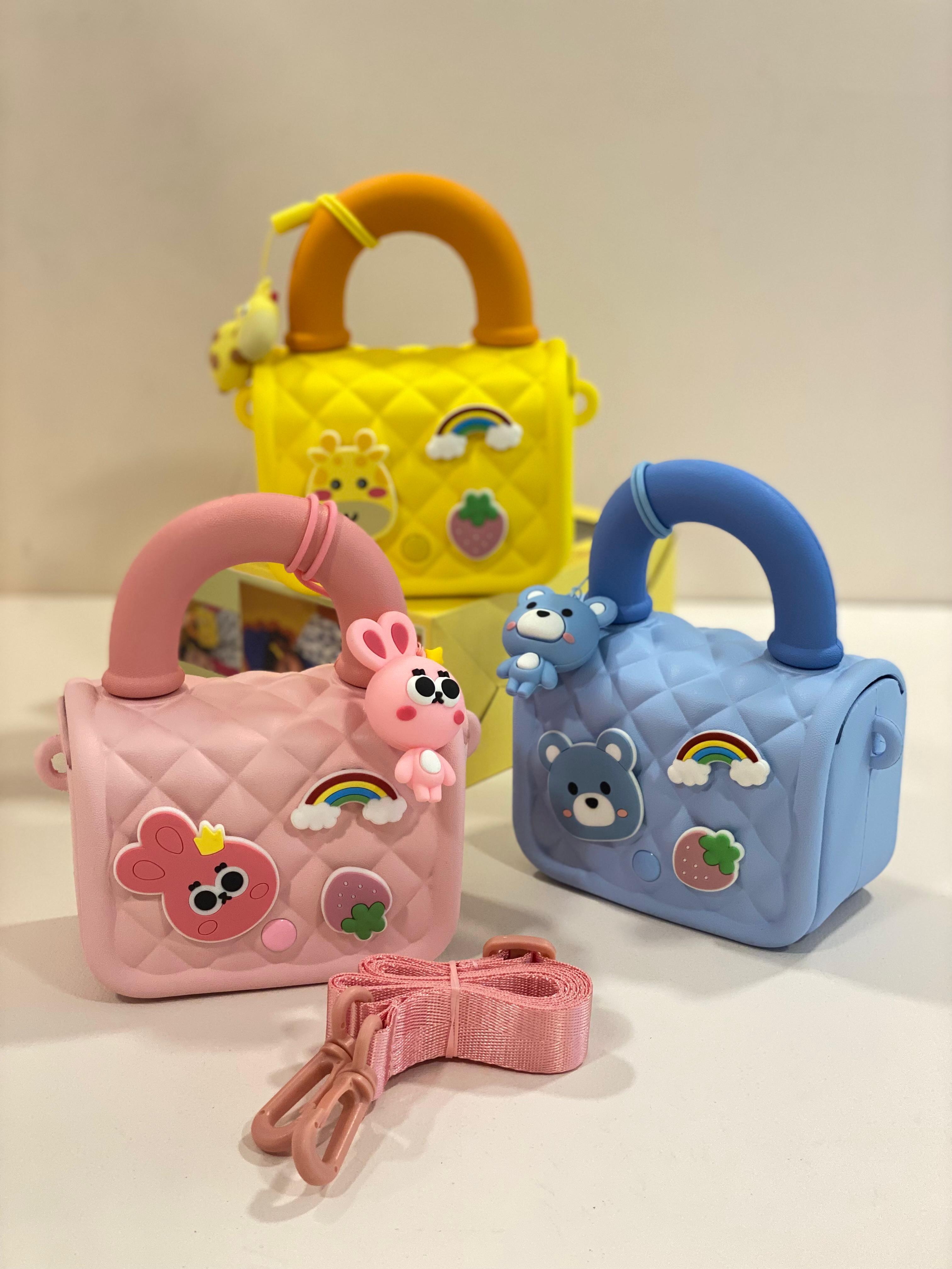 Cute Cartoon Silicone Mini Sling Bag for Kids & Girls | Quilted Handbag with Detachable Strap