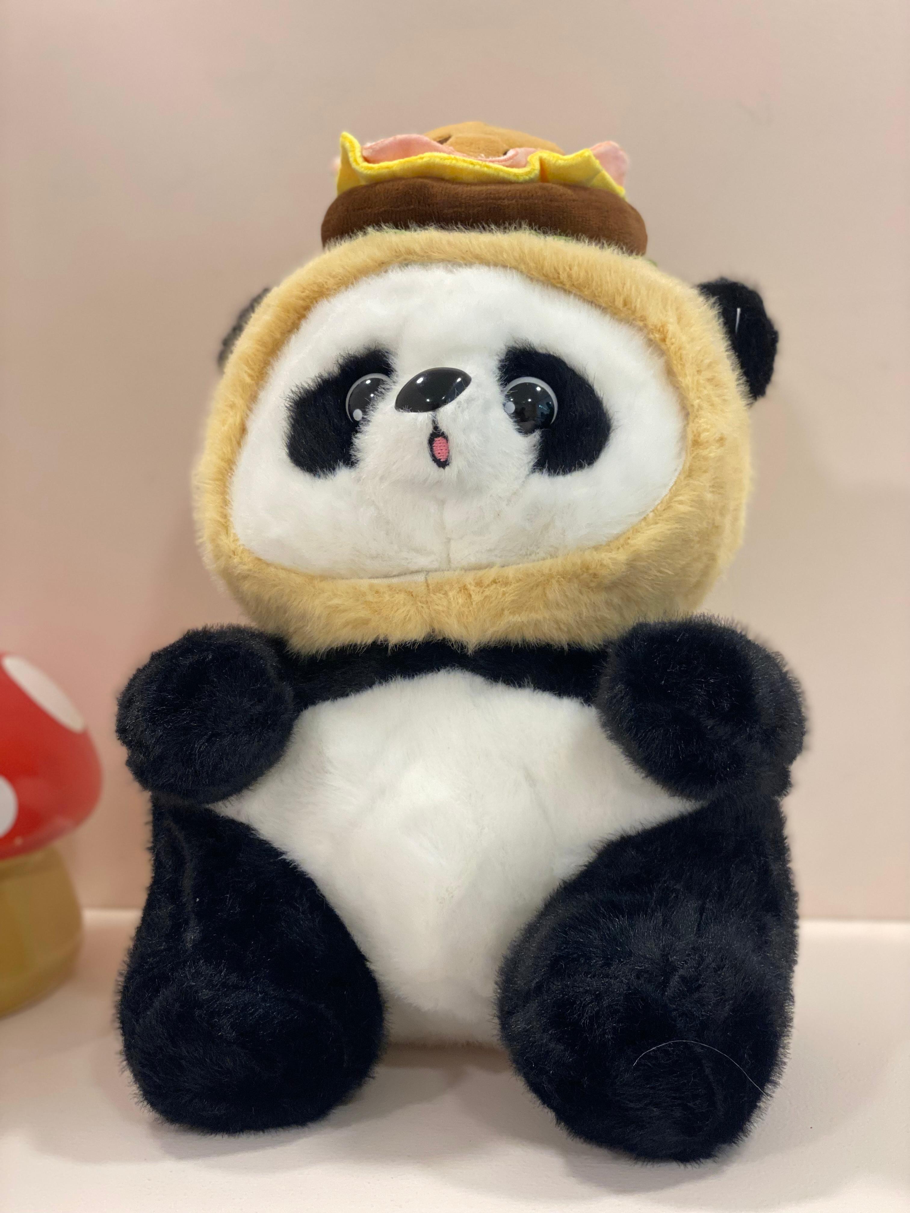 Cute Panda Burger Plush Toy – Soft Stuffed Animal Teddy with Food Costume | Kids Gift & Room Décor