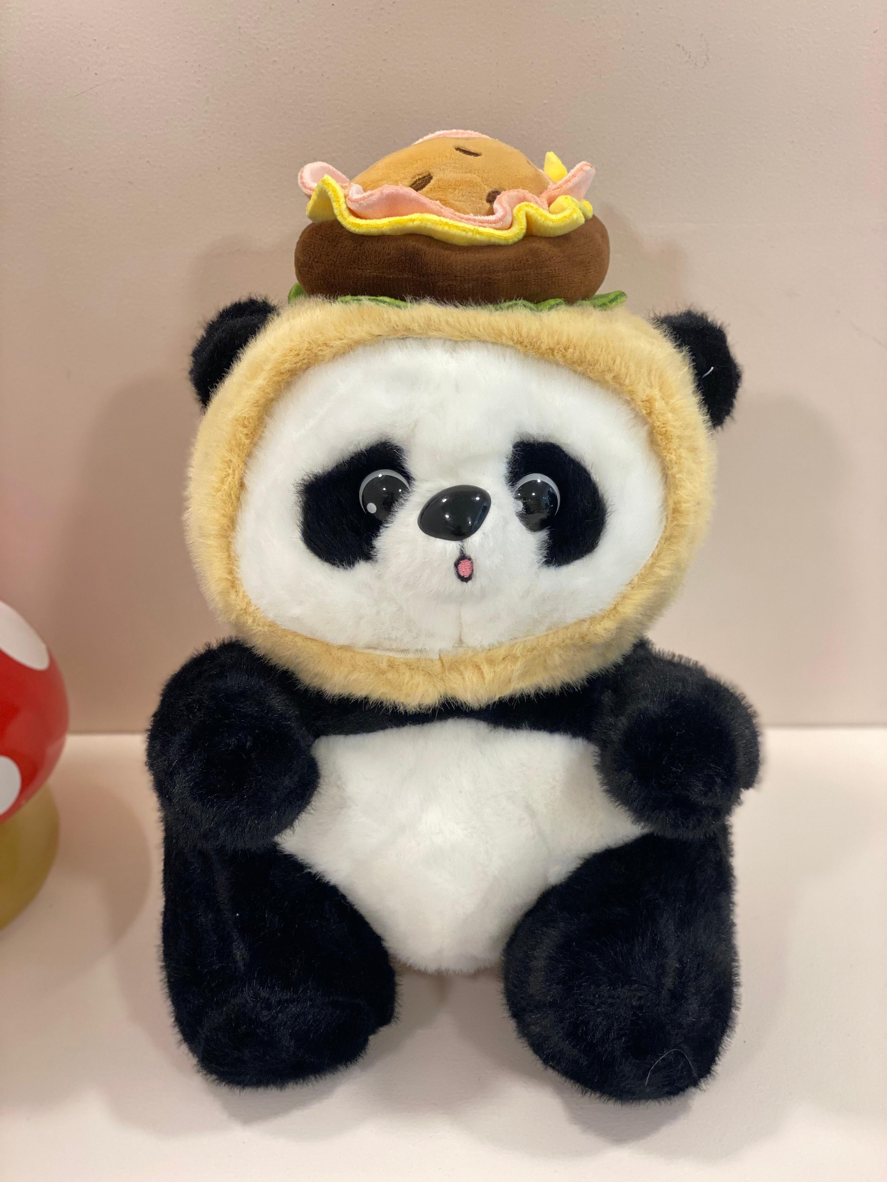 Cute Panda Burger Plush Toy – Soft Stuffed Animal Teddy with Food Costume | Kids Gift & Room Décor