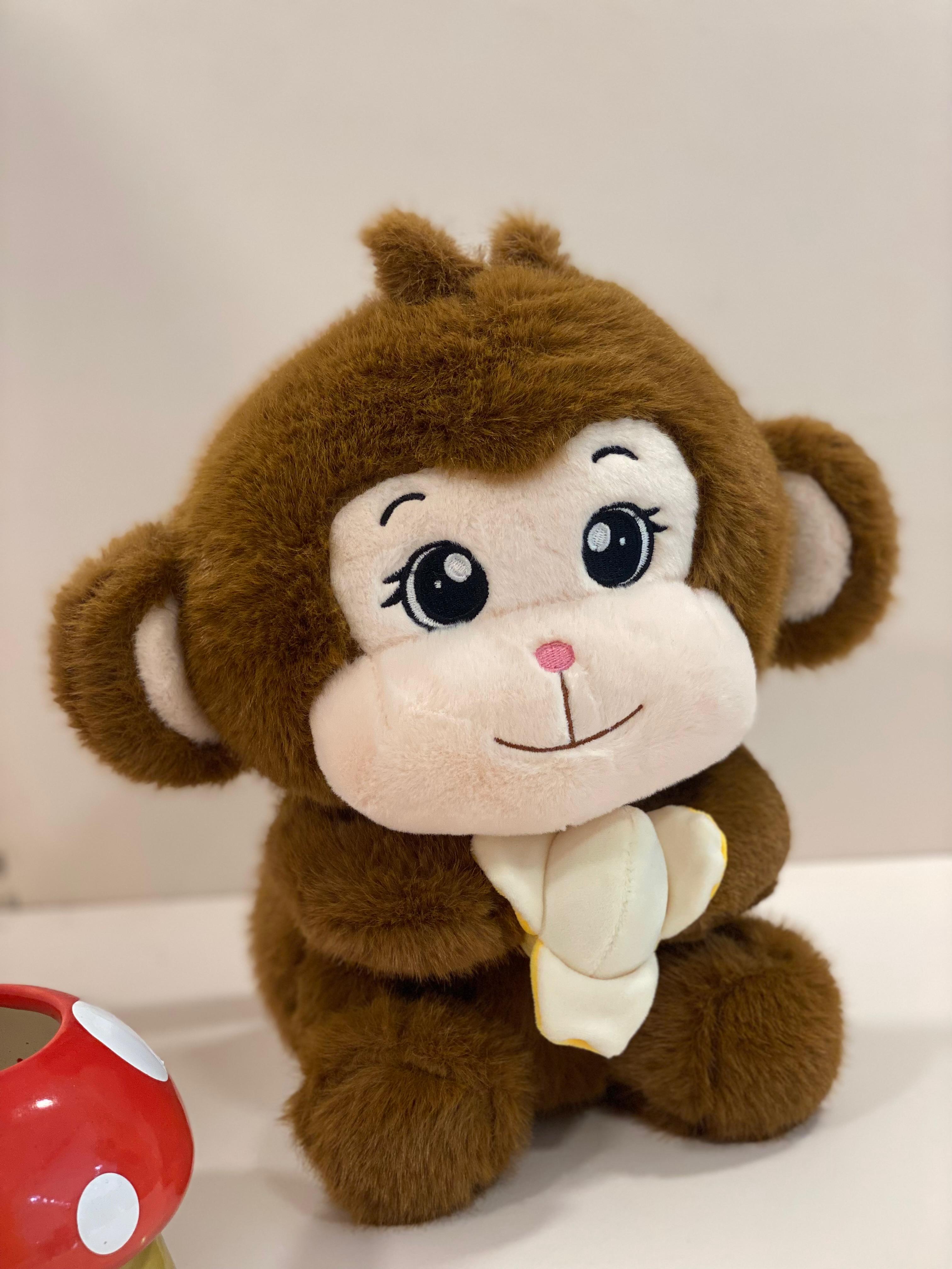 Cute Monkey Plush Toy with Banana – Mini Soft Stuffed Animal Teddy for Kids | Hugable Gift & Room Décor