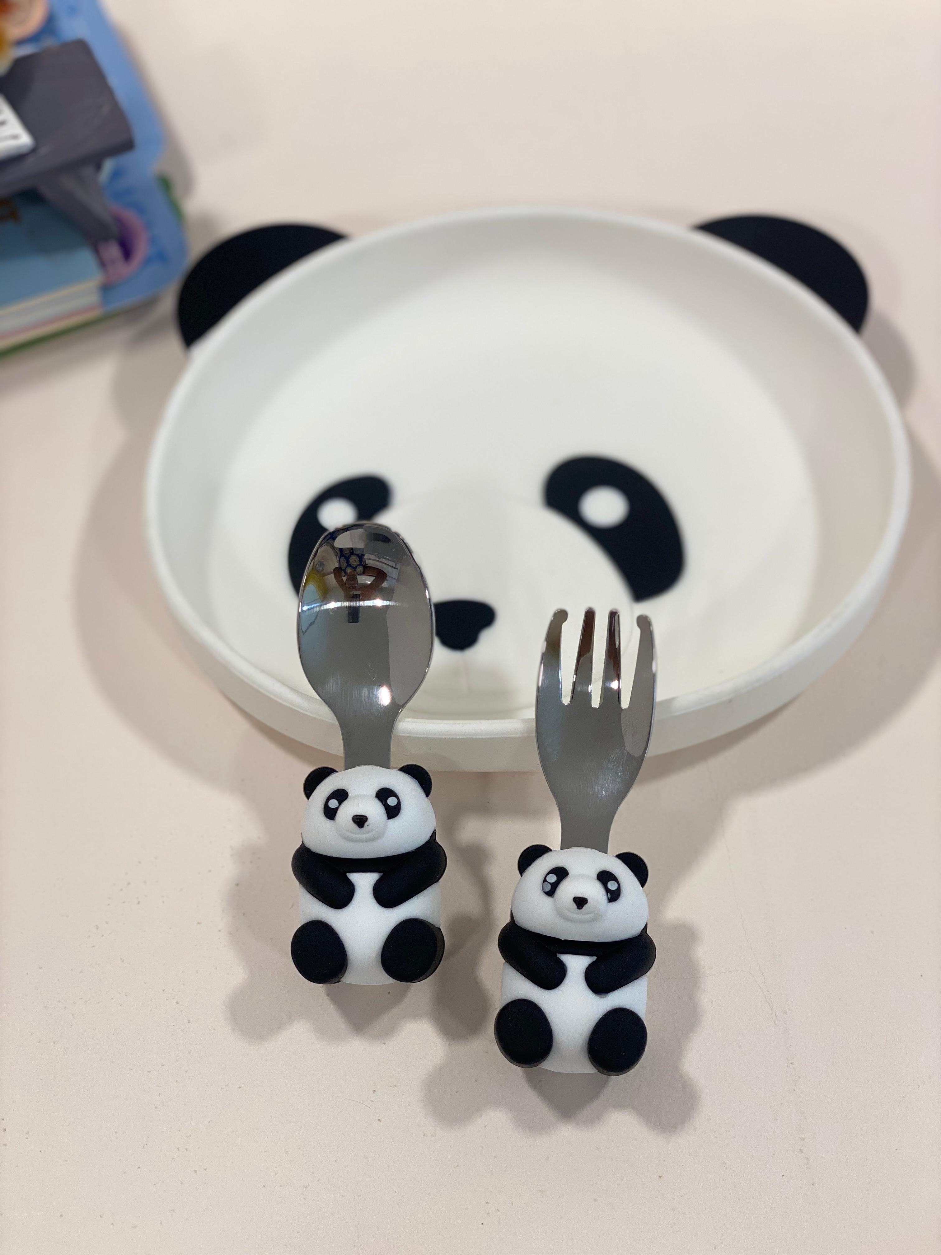 Silicone Suction Feeding Set for Kids – Panda & Elephant Plate & Cutlery