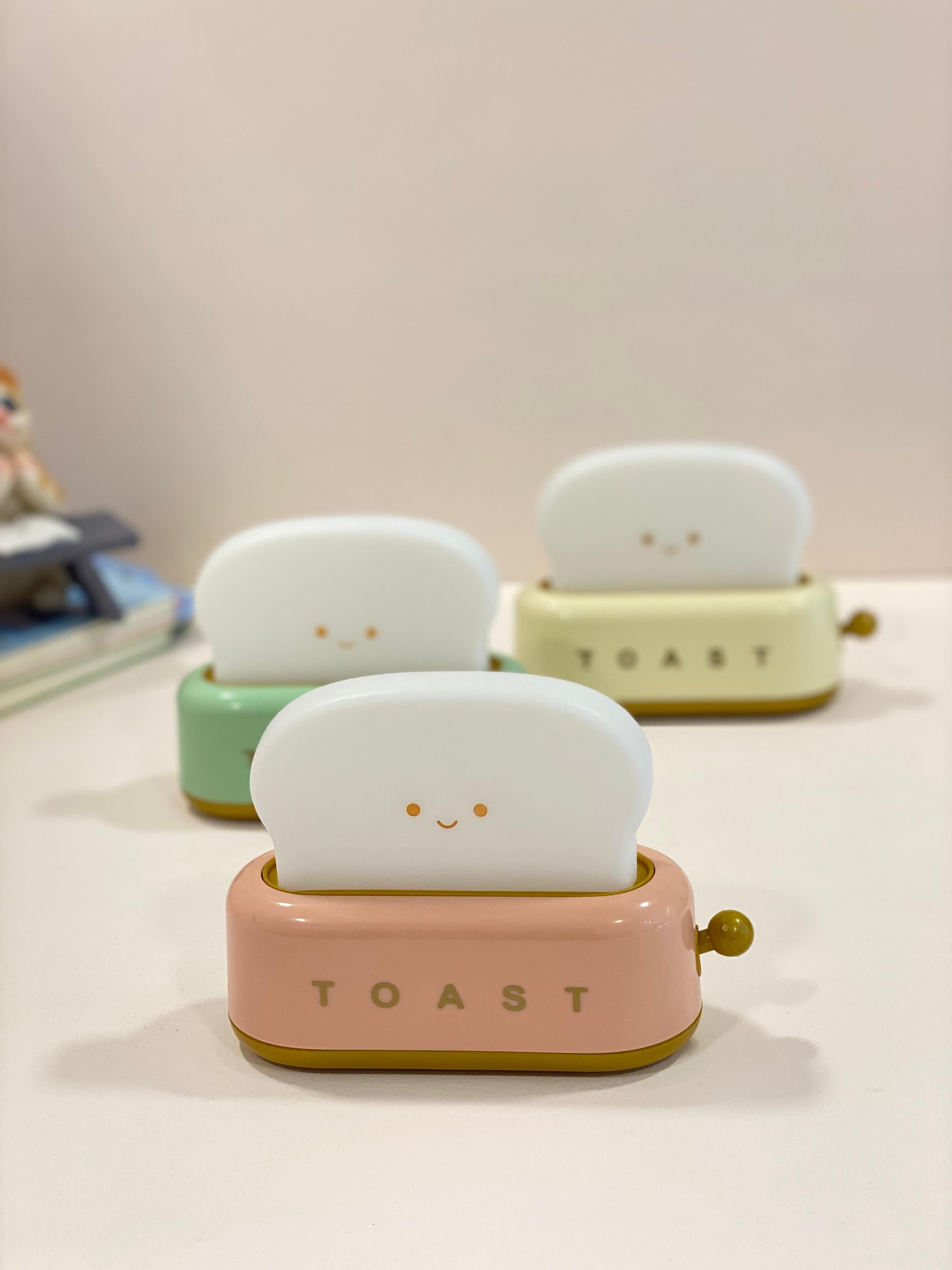 Cute Toast LED Night Lamp – Warm Light Decorative Table Lamp for Bedroom, Kids Room & Desk (Pastel Colors)