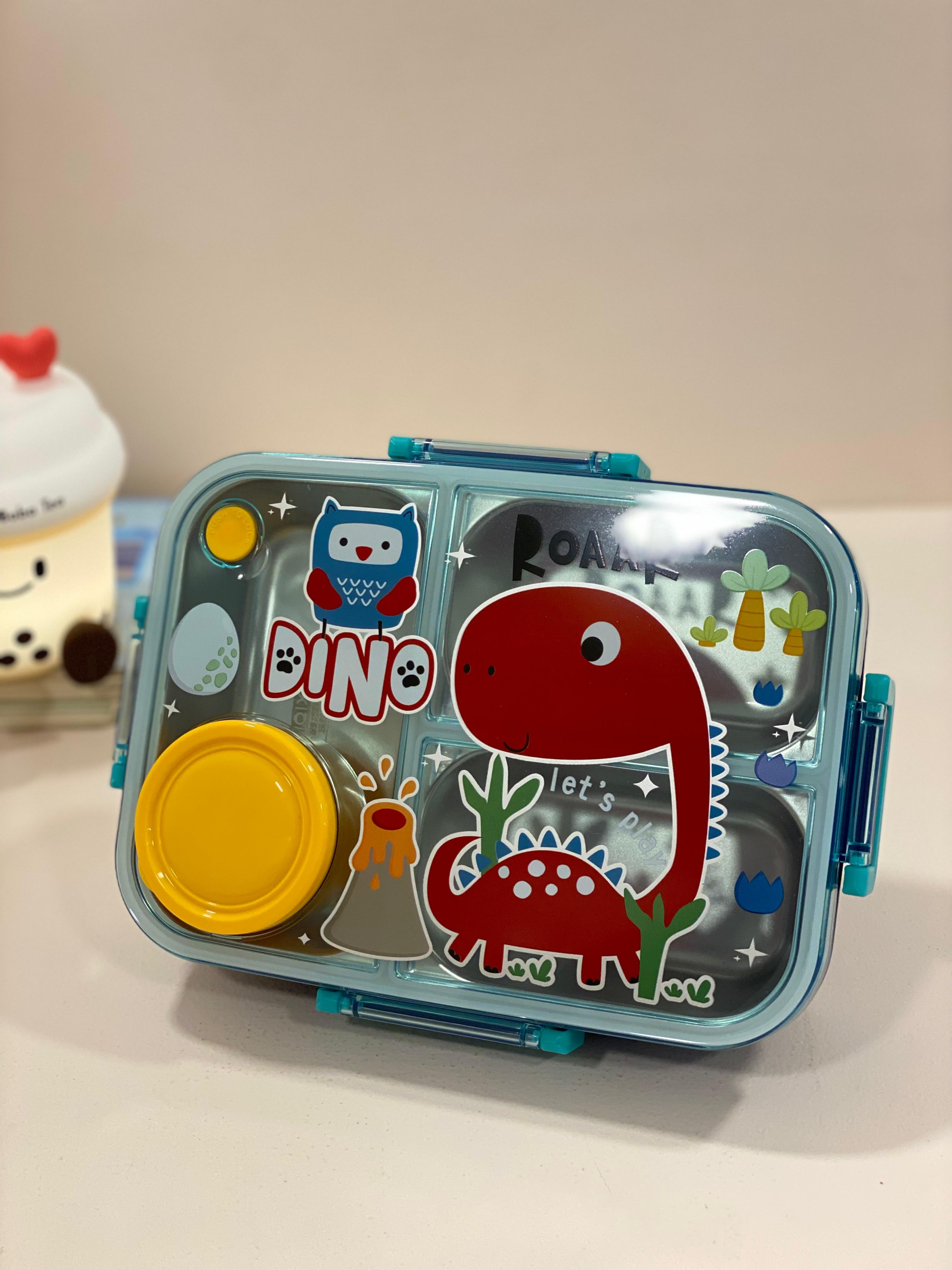 Kids Stainless Steel Lunch Box with Cute Cartoon Lid | Leak-Resistant Bento Lunch Box for School & Travel