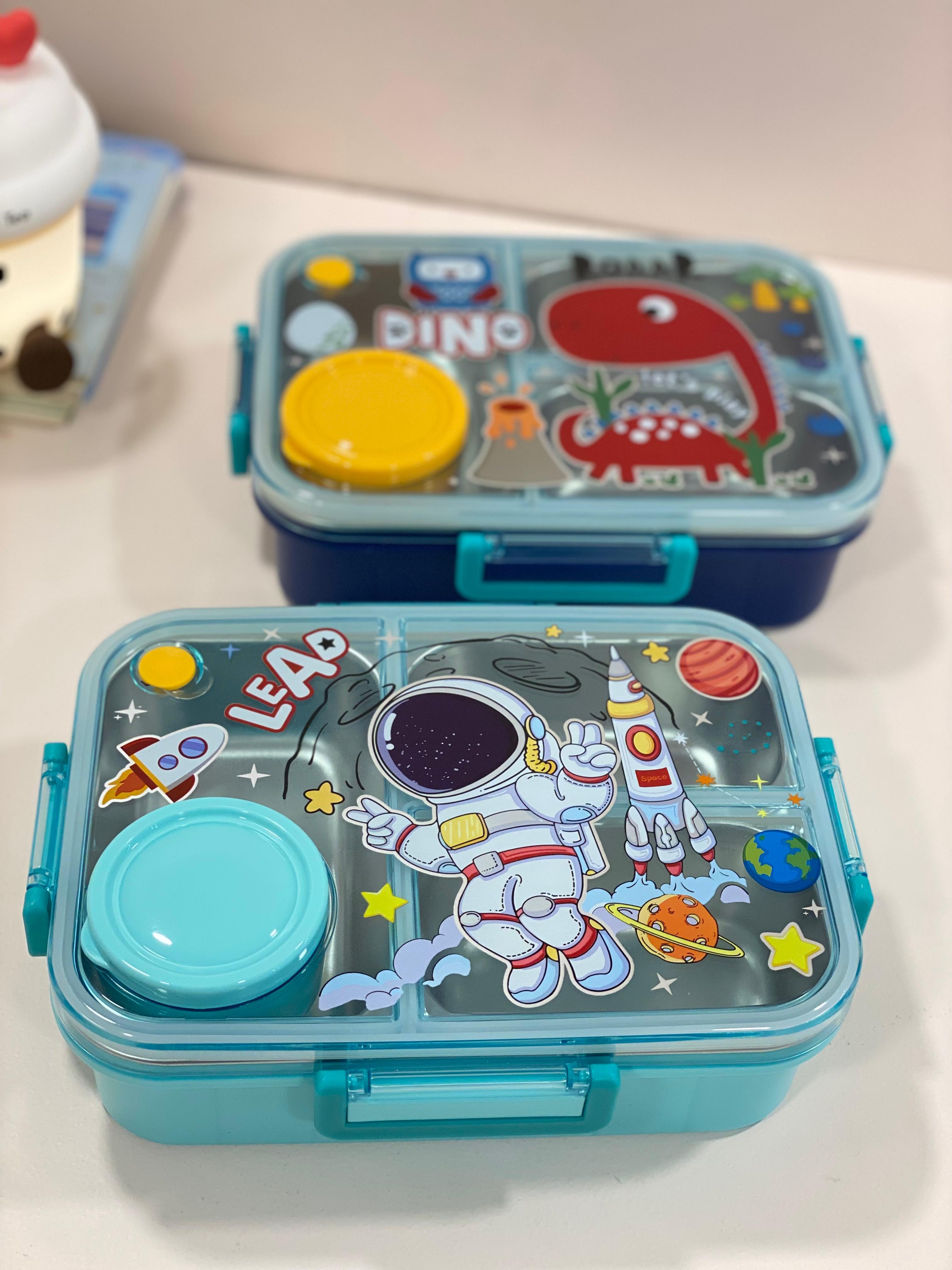 Kids Stainless Steel Lunch Box with Cute Cartoon Lid | Leak-Resistant Bento Lunch Box for School & Travel
