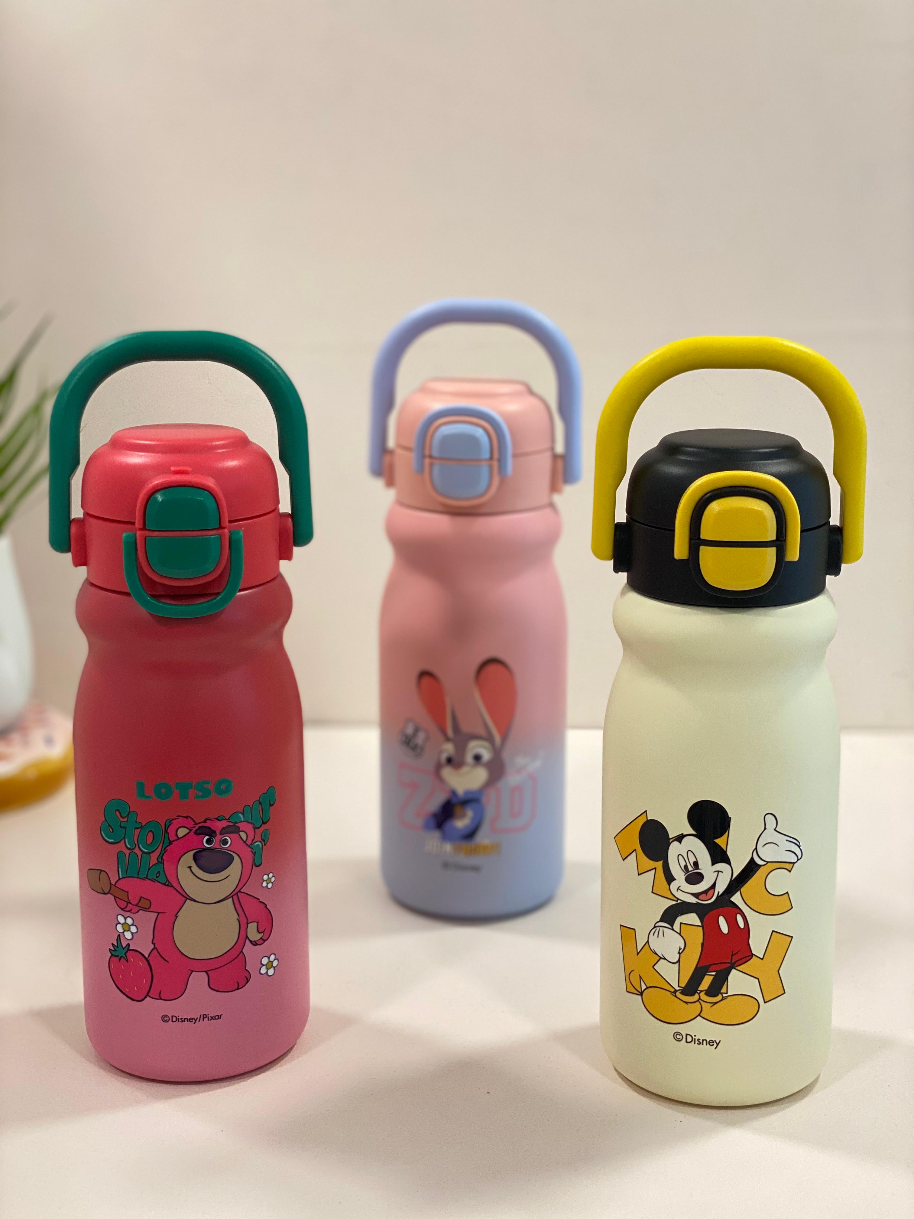 Disney Character Stainless Steel Kids Water Bottle with Flip-Top Straw Lid | Leak-Proof, Insulated
