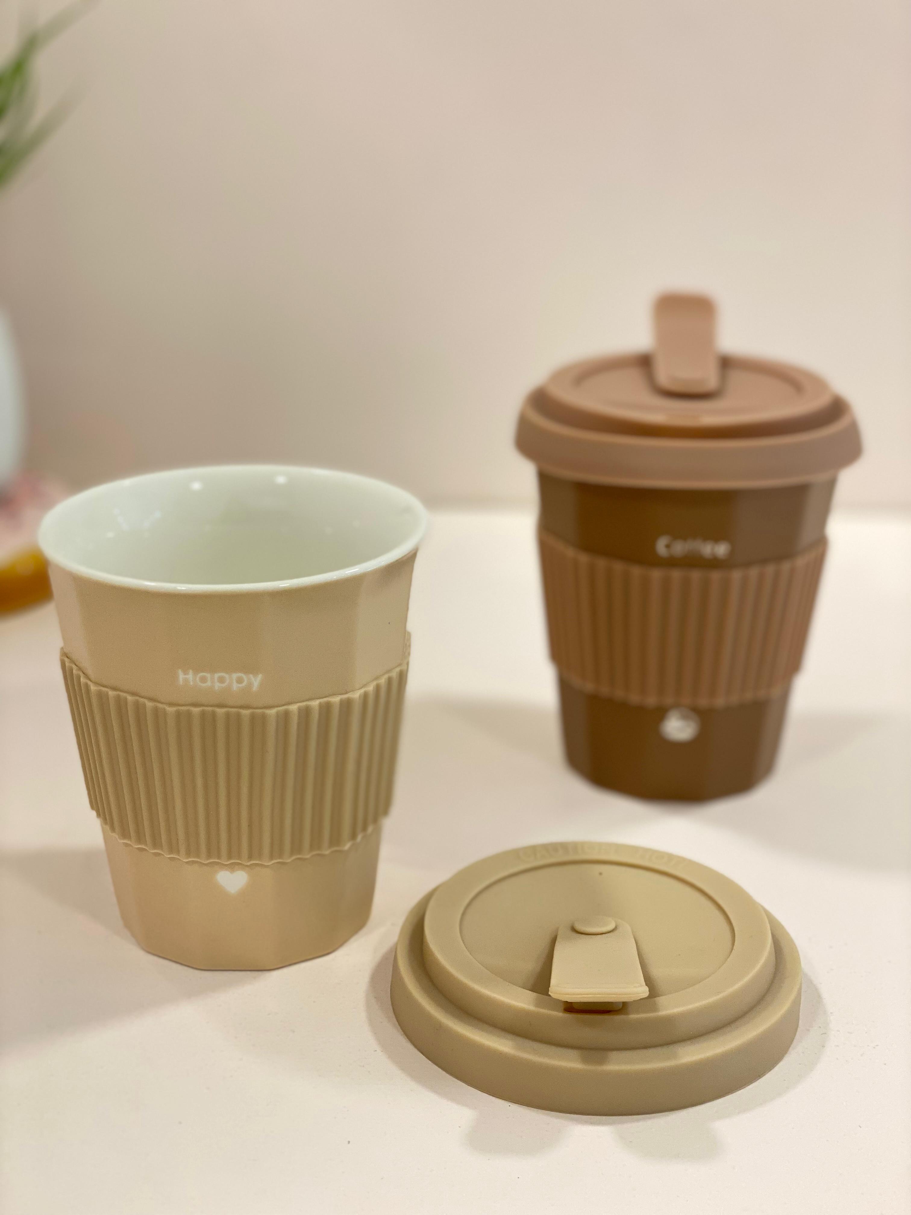 Eco-Friendly Reusable Coffee Cup with Silicone Sleeve & Lid