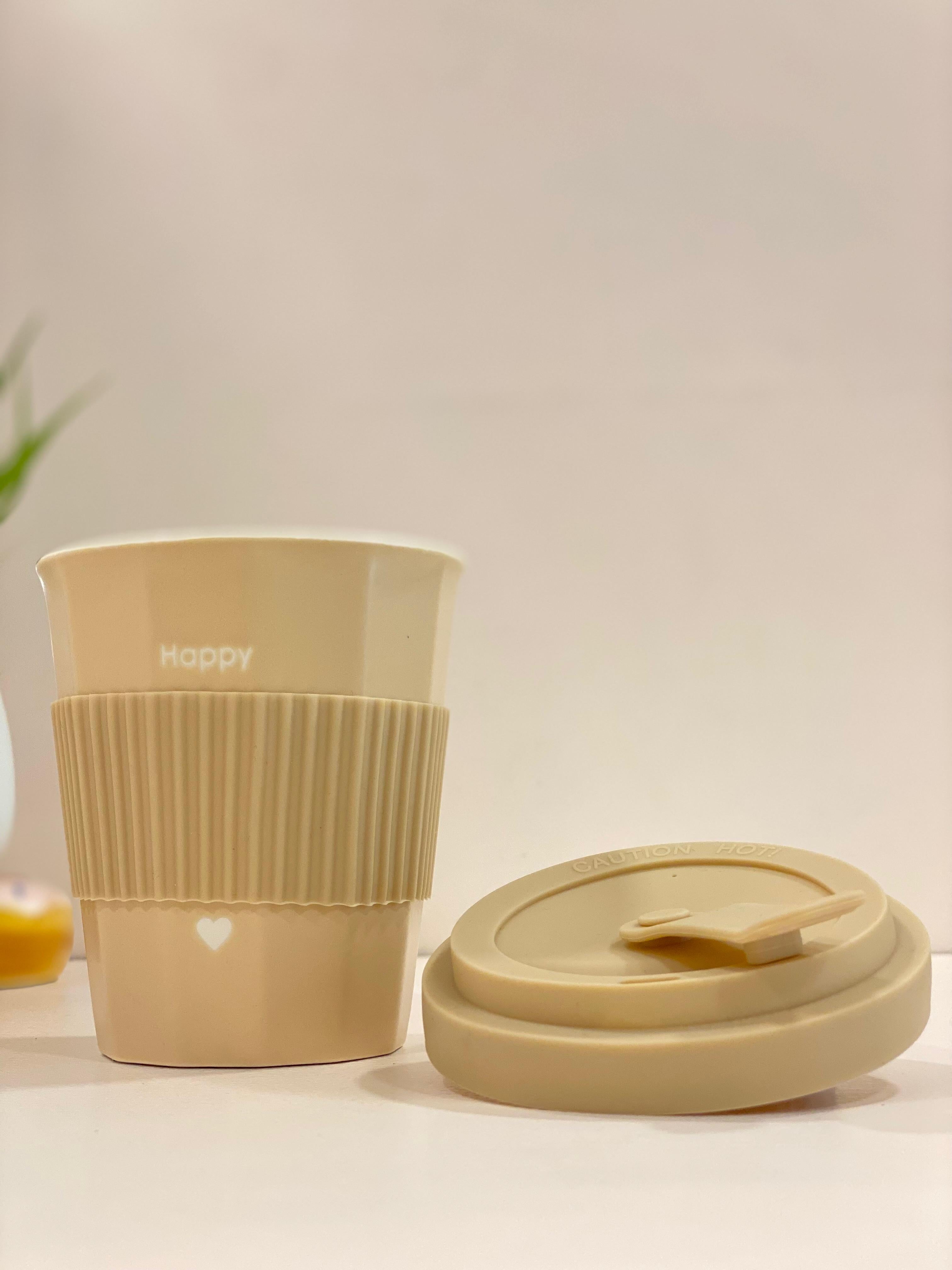 Eco-Friendly Reusable Coffee Cup with Silicone Sleeve & Lid