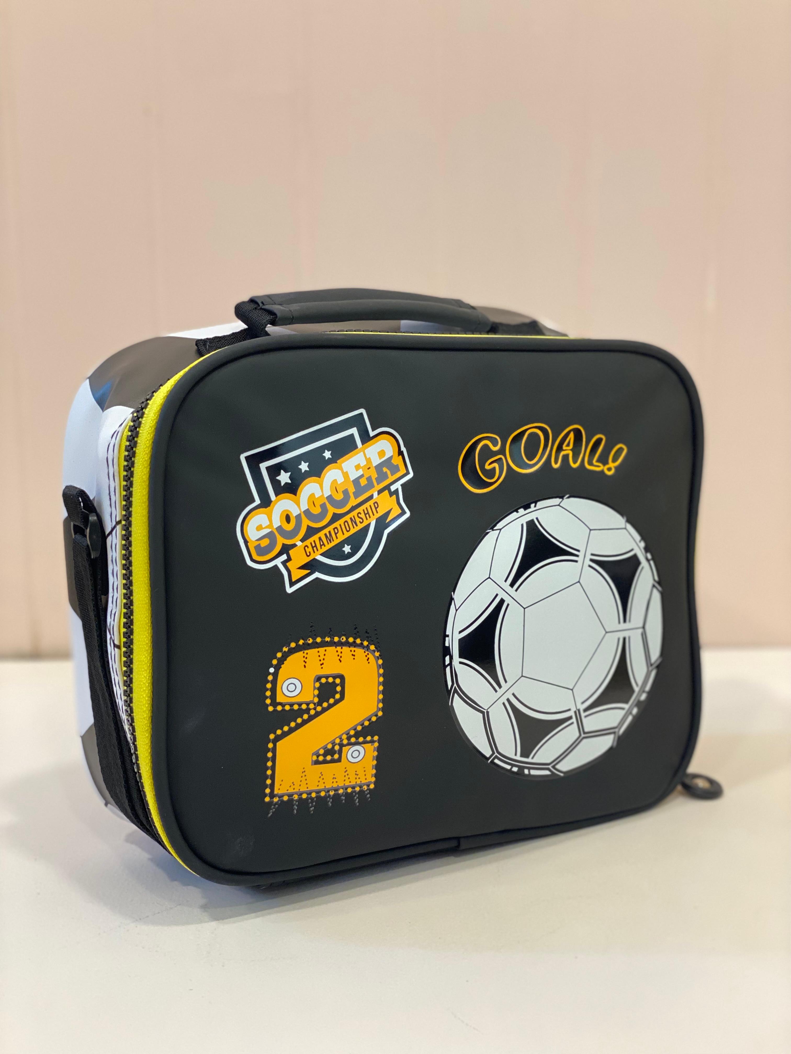Kids Soccer Theme Trolley School Bag Set – Rolling Backpack with Lunch Bag & Pencil Case | Waterproof Wheeled School Bag for Boys