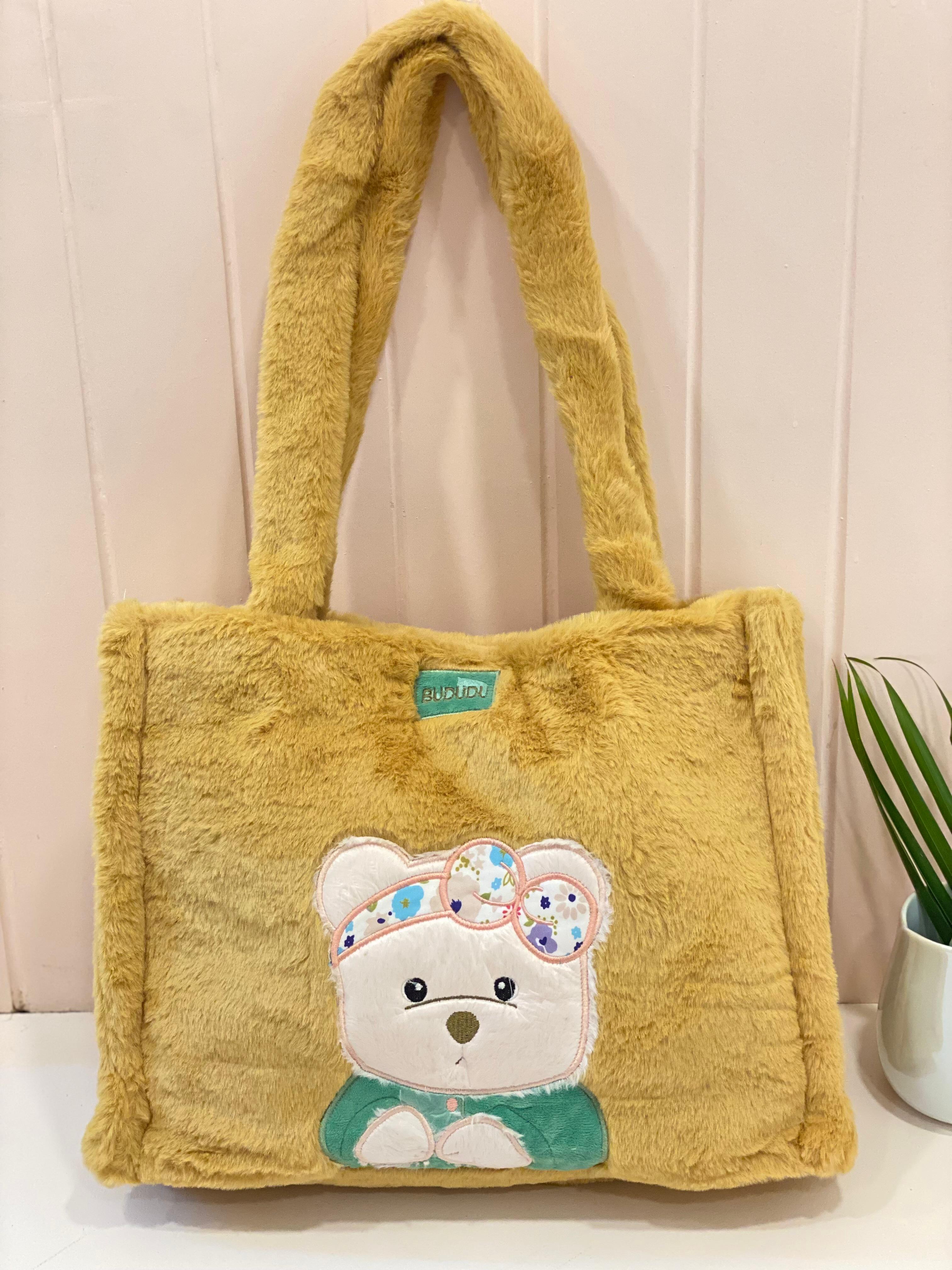 Cute Plush Tote Bag for Women & Girls | Soft Fur Cartoon Shoulder Bag | Kawaii Everyday Handbag