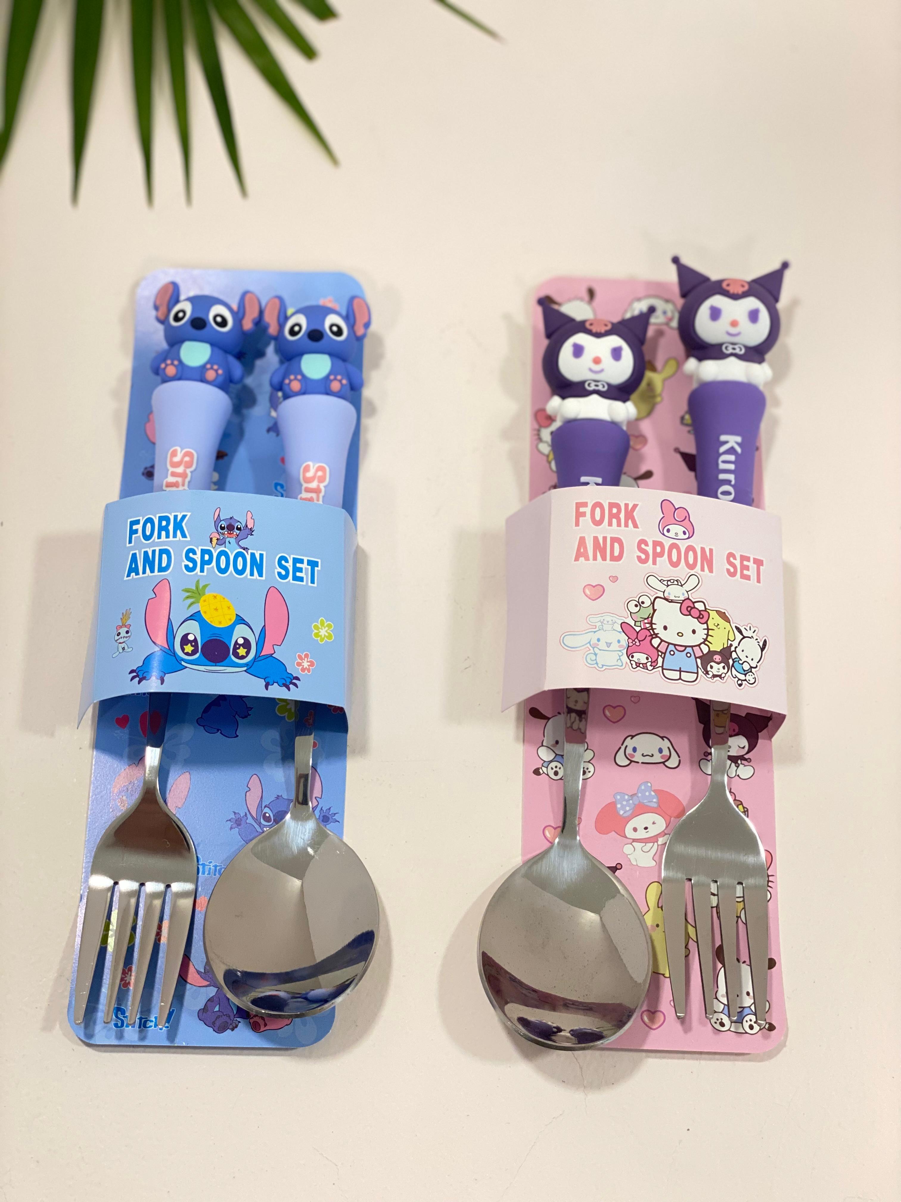 Kids Cartoon Fork & Spoon Set with Case – Stainless Steel Cutlery Set for Kids | Travel-Friendly Lunch Spoon & Fork