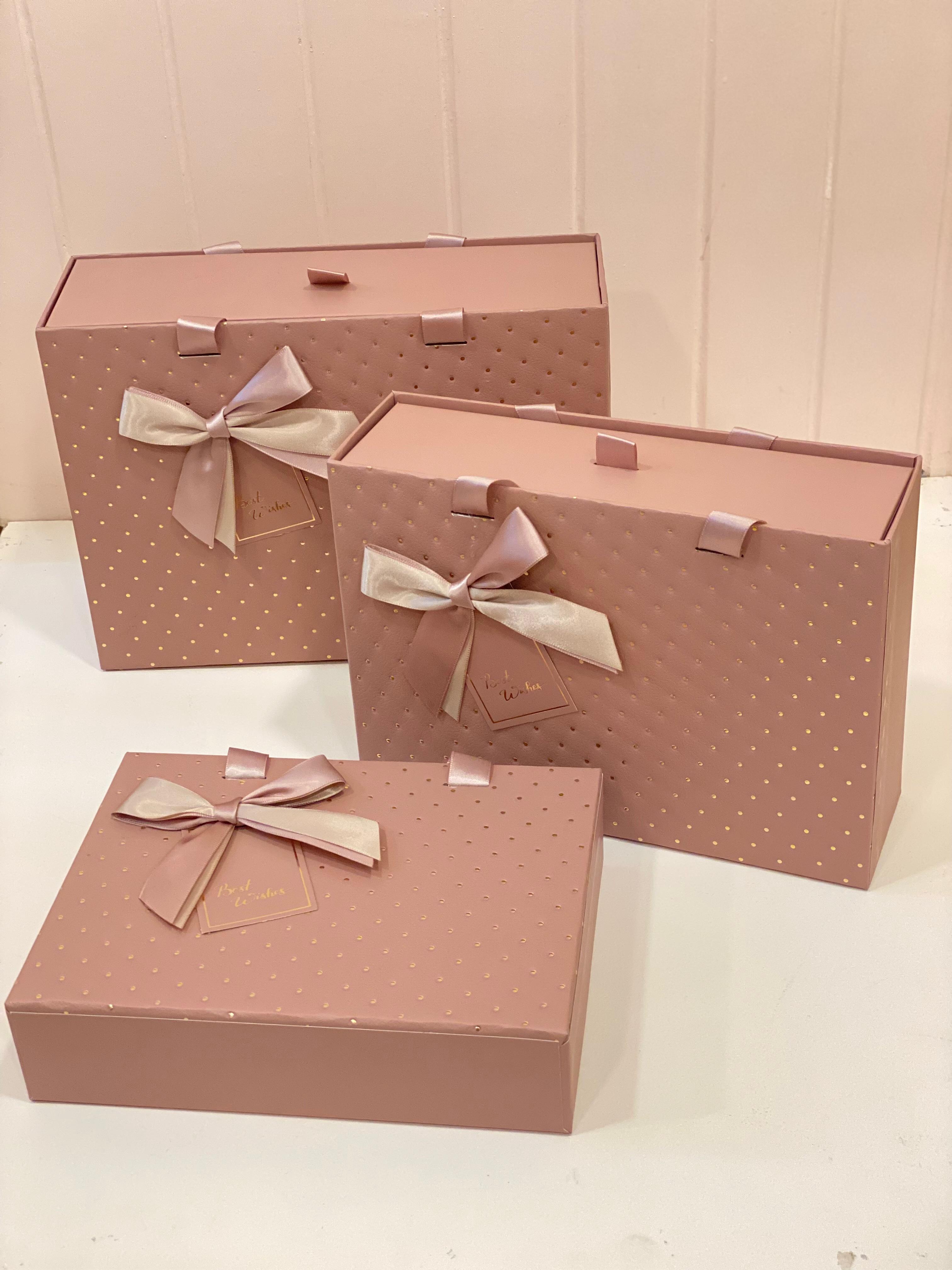 Luxury Ribbon Gift Storage Box with Handle – Premium Magnetic Gift Packaging Box | 3 Sizes & 3 Colors | Reusable Gift Hamper Box