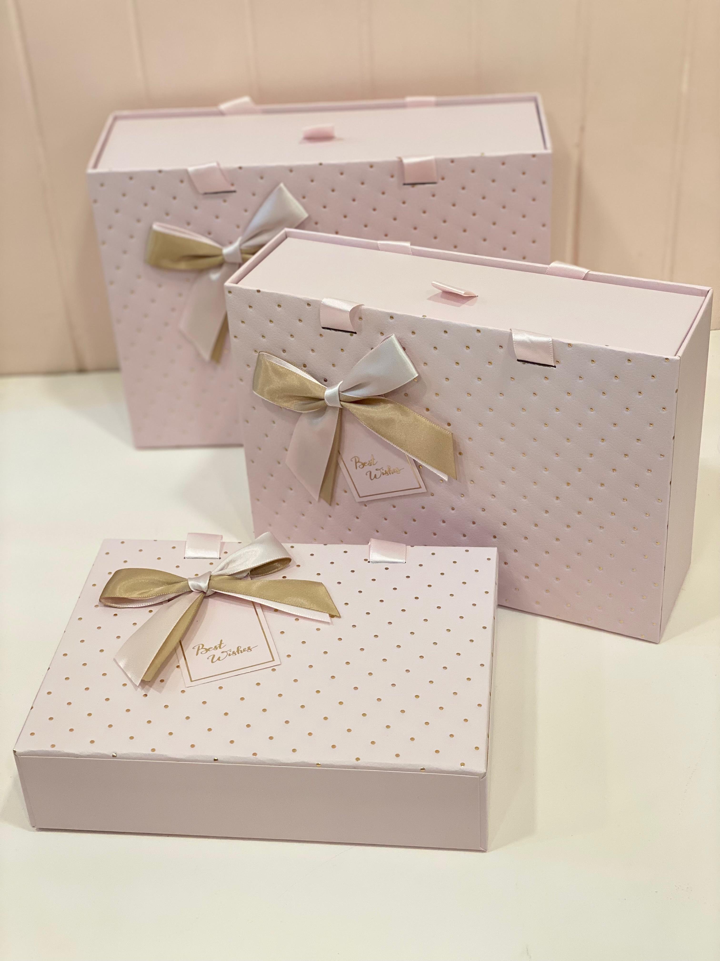 Luxury Ribbon Gift Storage Box with Handle – Premium Magnetic Gift Packaging Box | 3 Sizes & 3 Colors | Reusable Gift Hamper Box