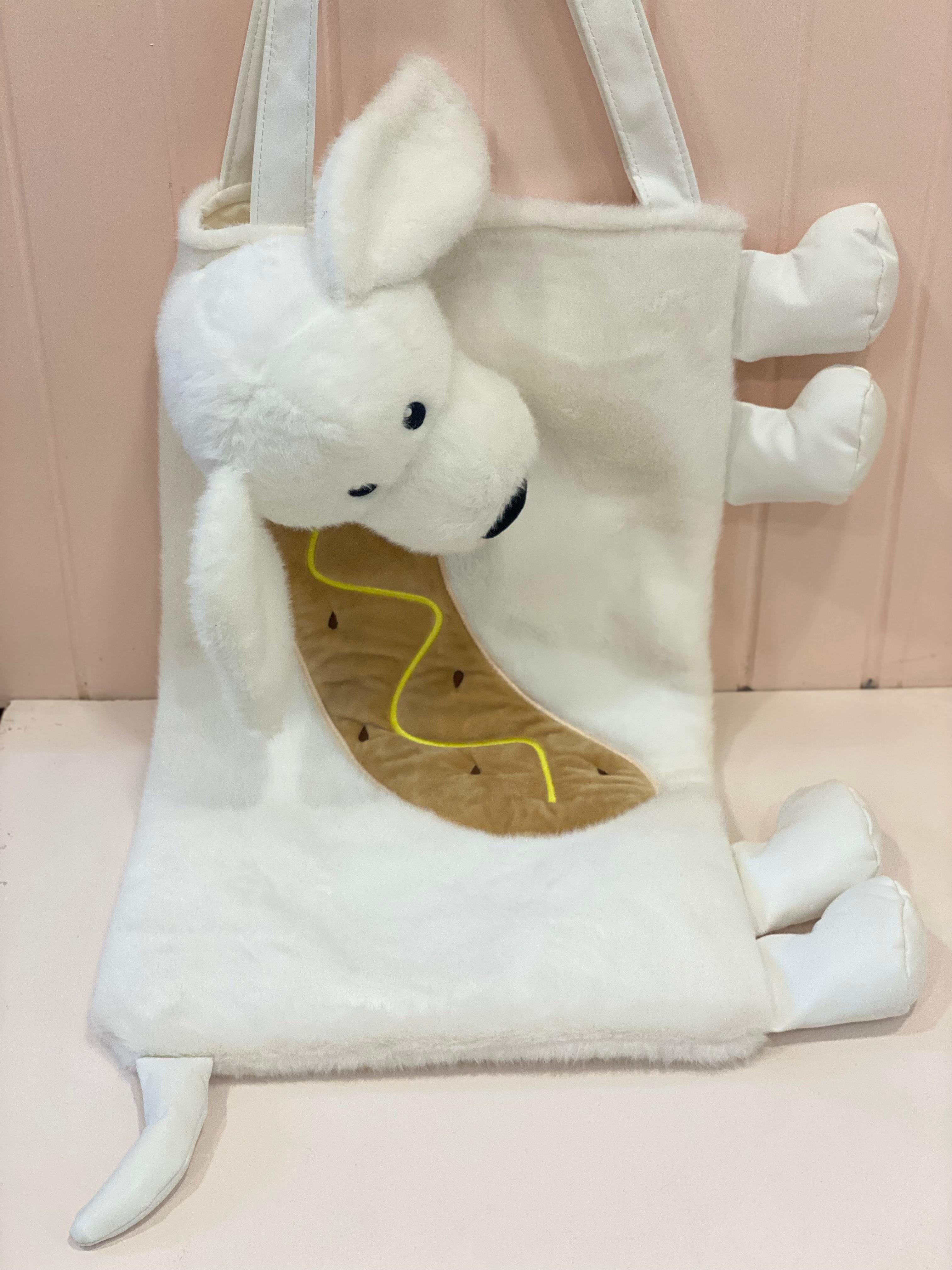 Cute Plush Animal Tote Bag – Soft Cartoon Puppy & Bunny Shoulder Bag | Kawaii Plush Handbag for Kids & Everyday Use