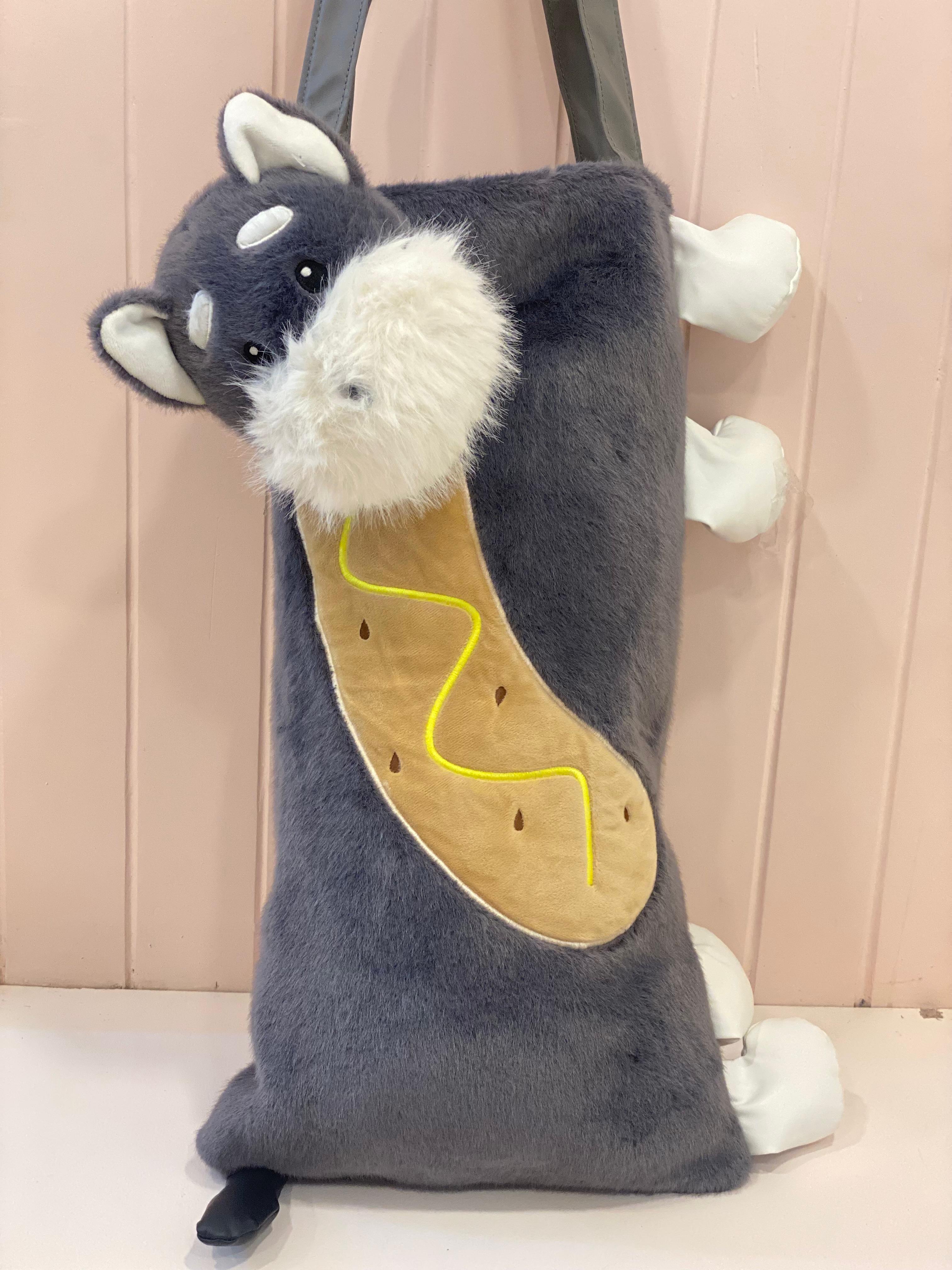 Cute Plush Animal Tote Bag – Soft Cartoon Puppy & Bunny Shoulder Bag | Kawaii Plush Handbag for Kids & Everyday Use