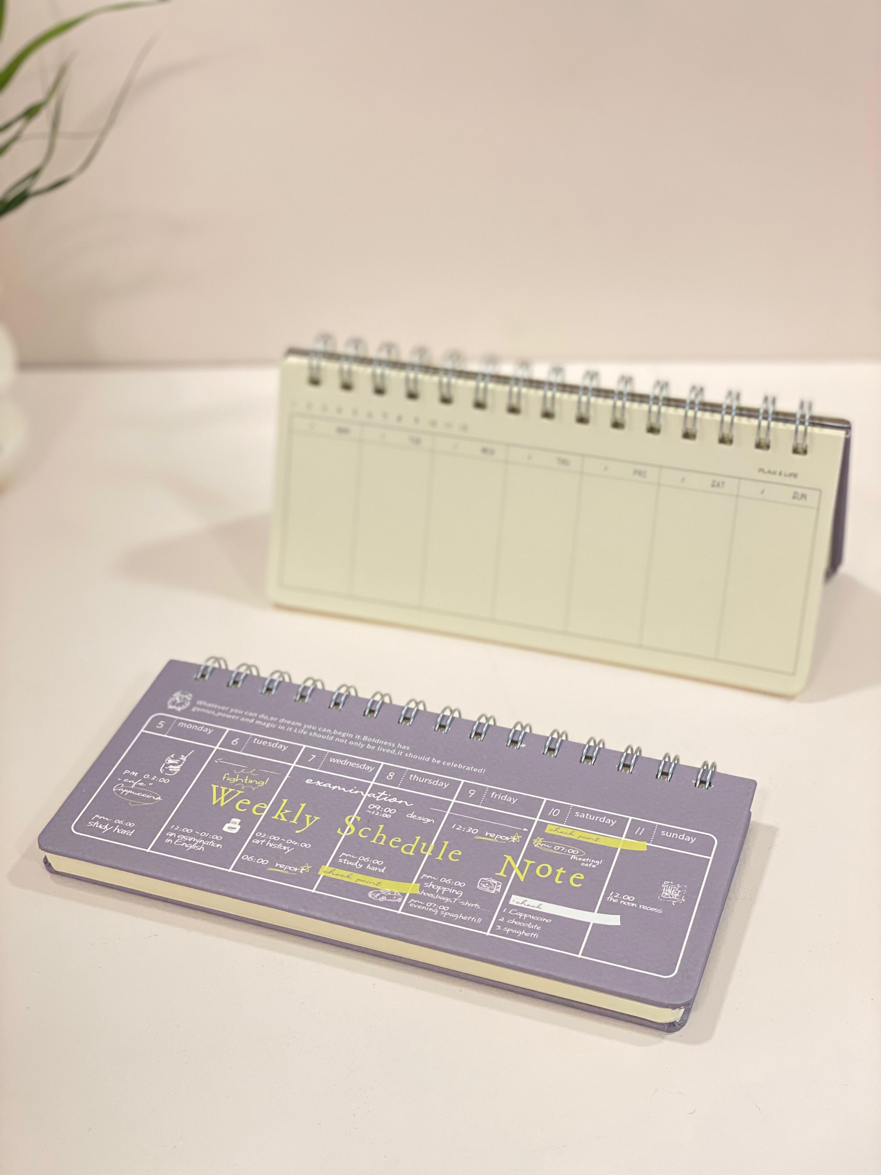 Minimalist Weekly Schedule Desk Planner Notebook – Spiral Bound Undated Weekly Organiser & Productivity Planner