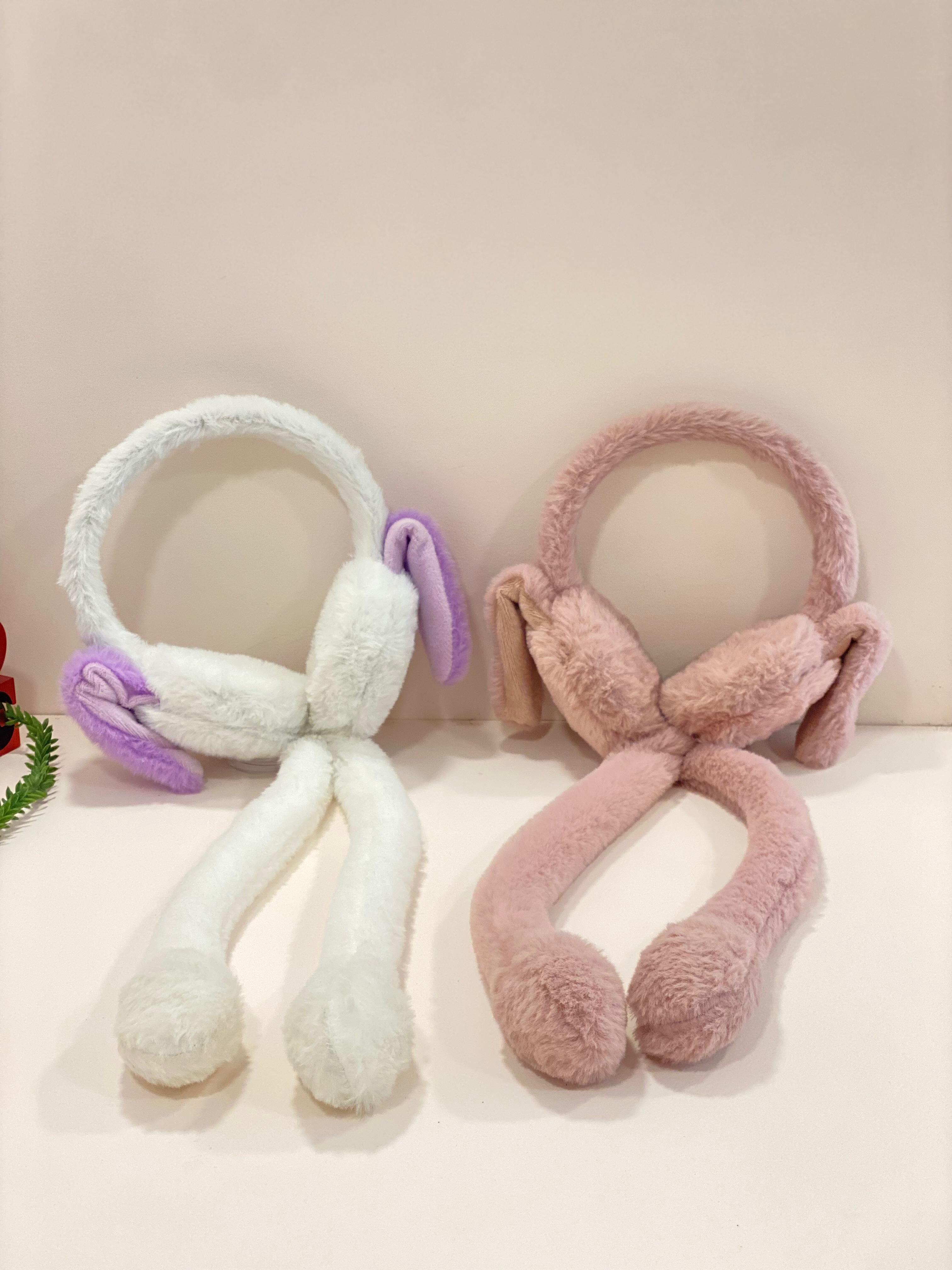 Cute Pop-Up Ear Plush Earmuffs – Soft Winter Ear Warmers with Press & Pop Bunny Ears | Kawaii Adjustable Ear Muff