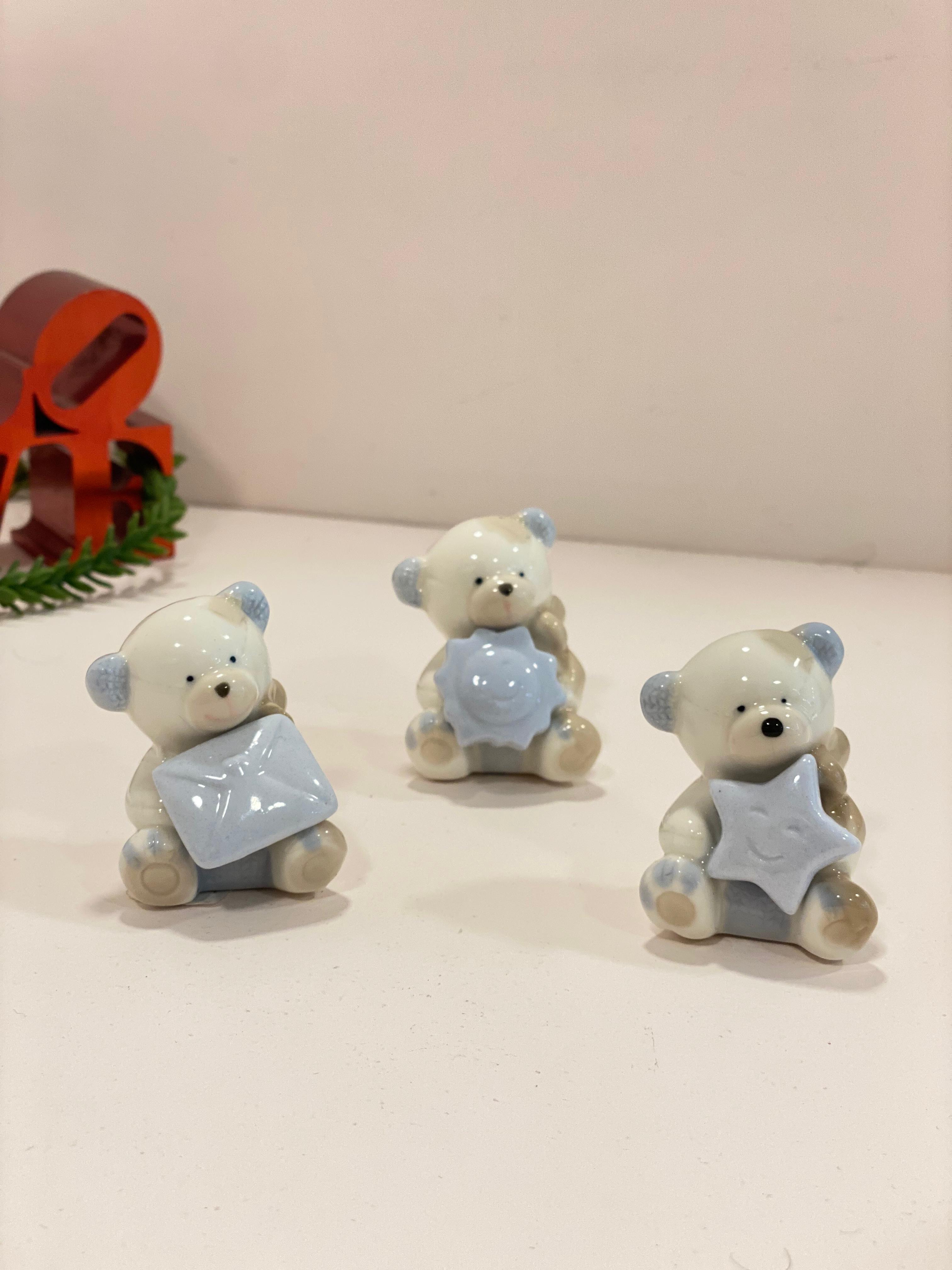 Cute Ceramic Teddy Bear Figurine Decor – Mini Pastel Bear Ornament | Kawaii Desk & Shelf Decoration