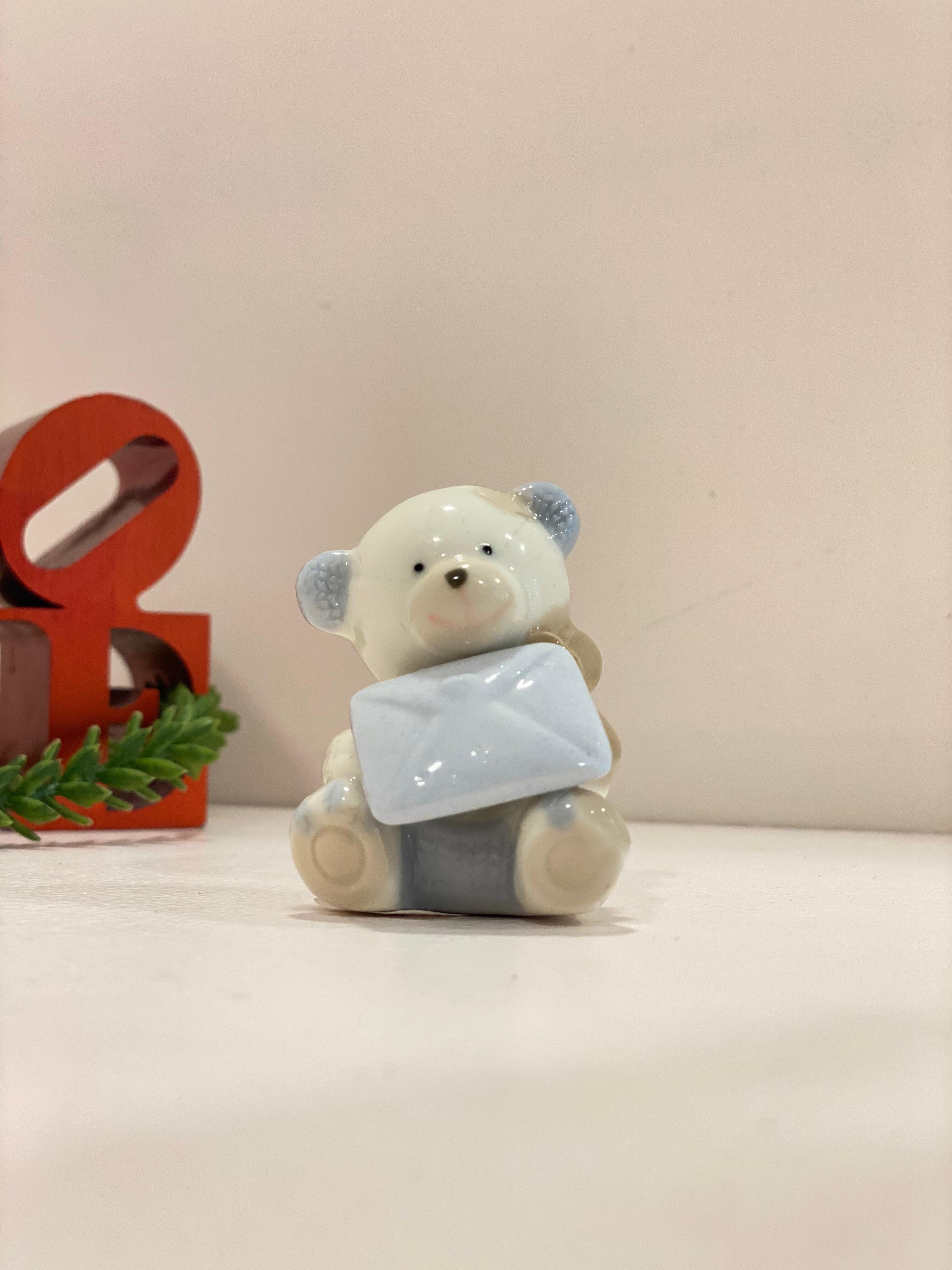 Cute Ceramic Teddy Bear Figurine Decor – Mini Pastel Bear Ornament | Kawaii Desk & Shelf Decoration