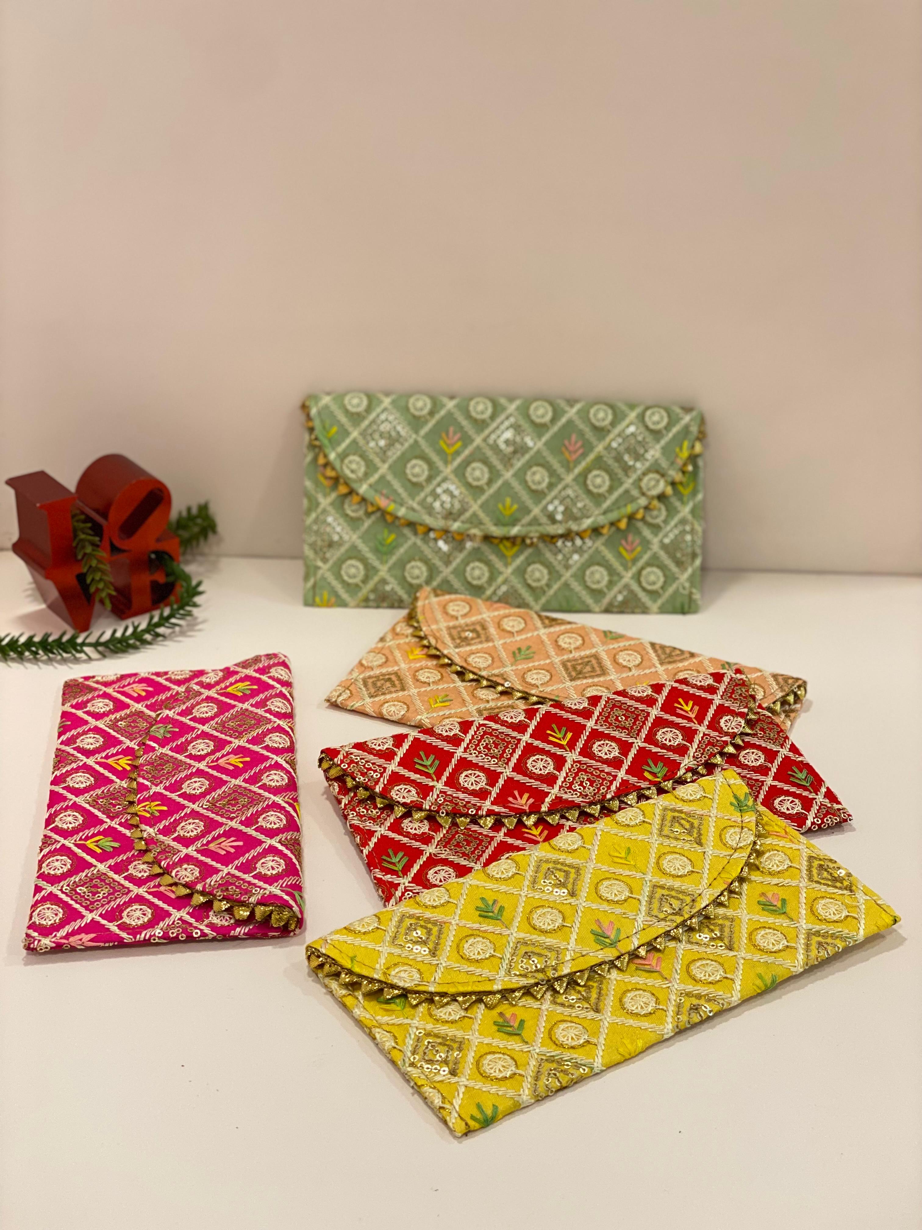 Handcrafted Embroidered Envelope Clutch Pouch – Traditional Fabric Gift Envelope | Ethnic Money & Jewellery Holder