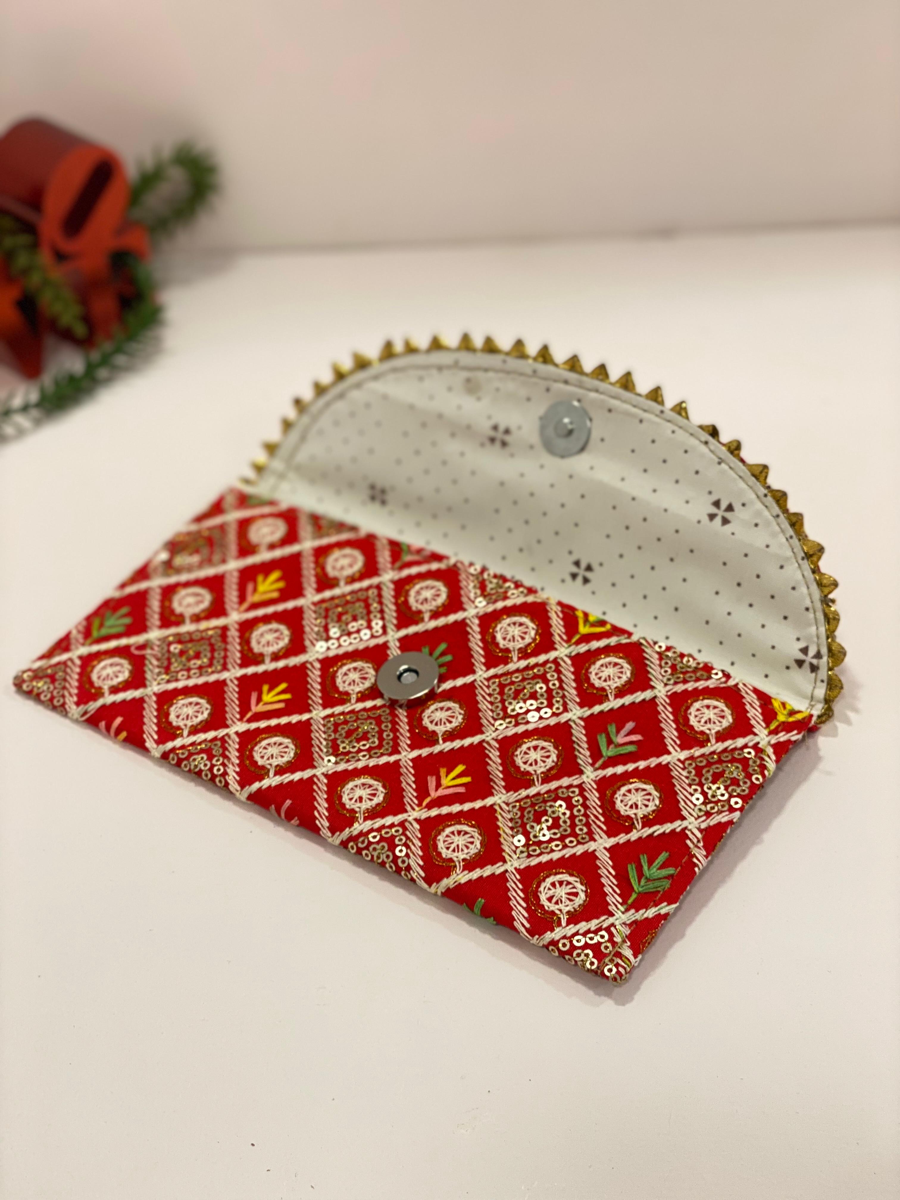 Handcrafted Embroidered Envelope Clutch Pouch – Traditional Fabric Gift Envelope | Ethnic Money & Jewellery Holder