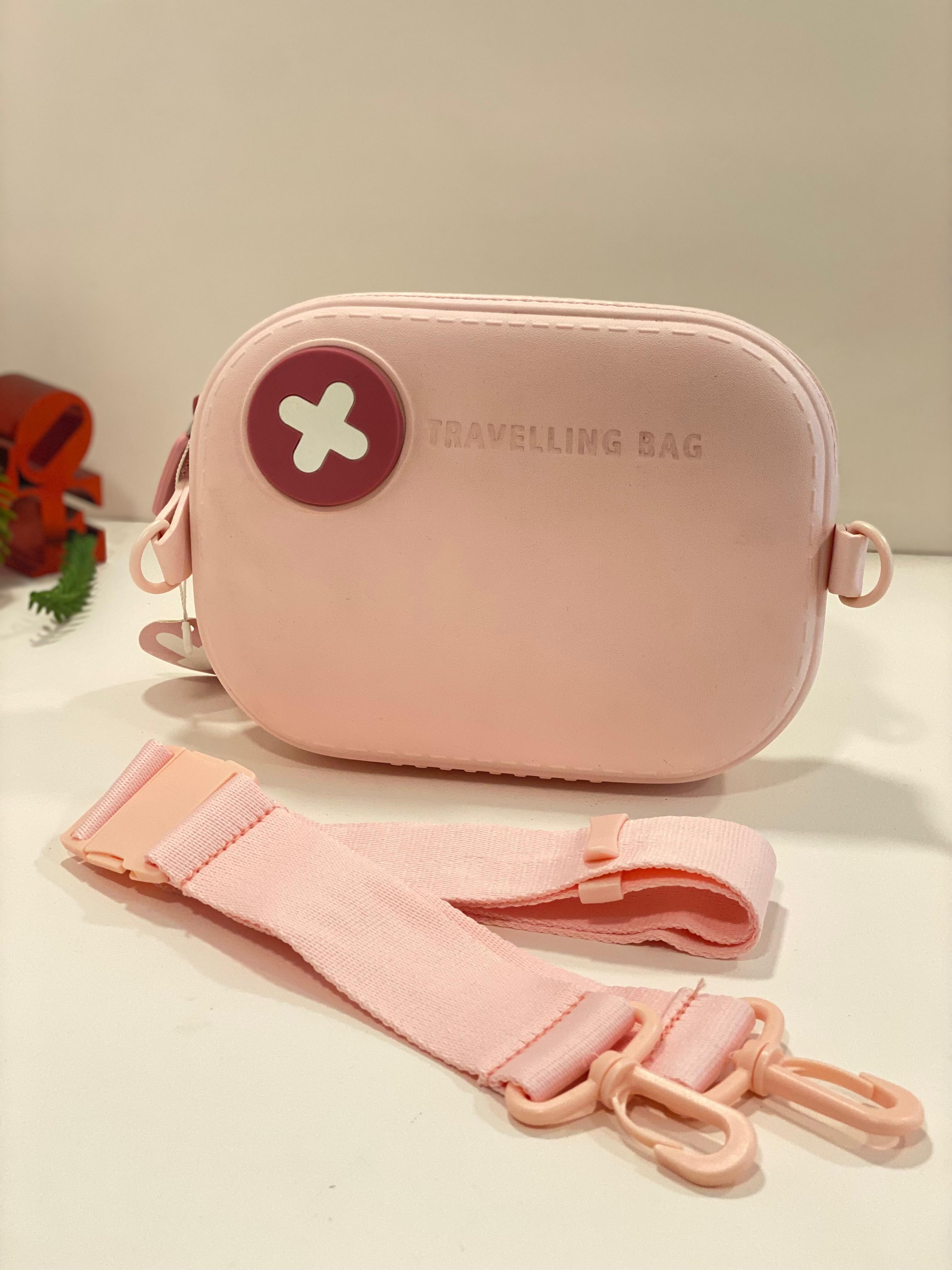 Pastel Pink Mini Travelling Crossbody Bag – Cute Compact Travel Pouch with Adjustable Strap | Lightweight Everyday Sling Bag