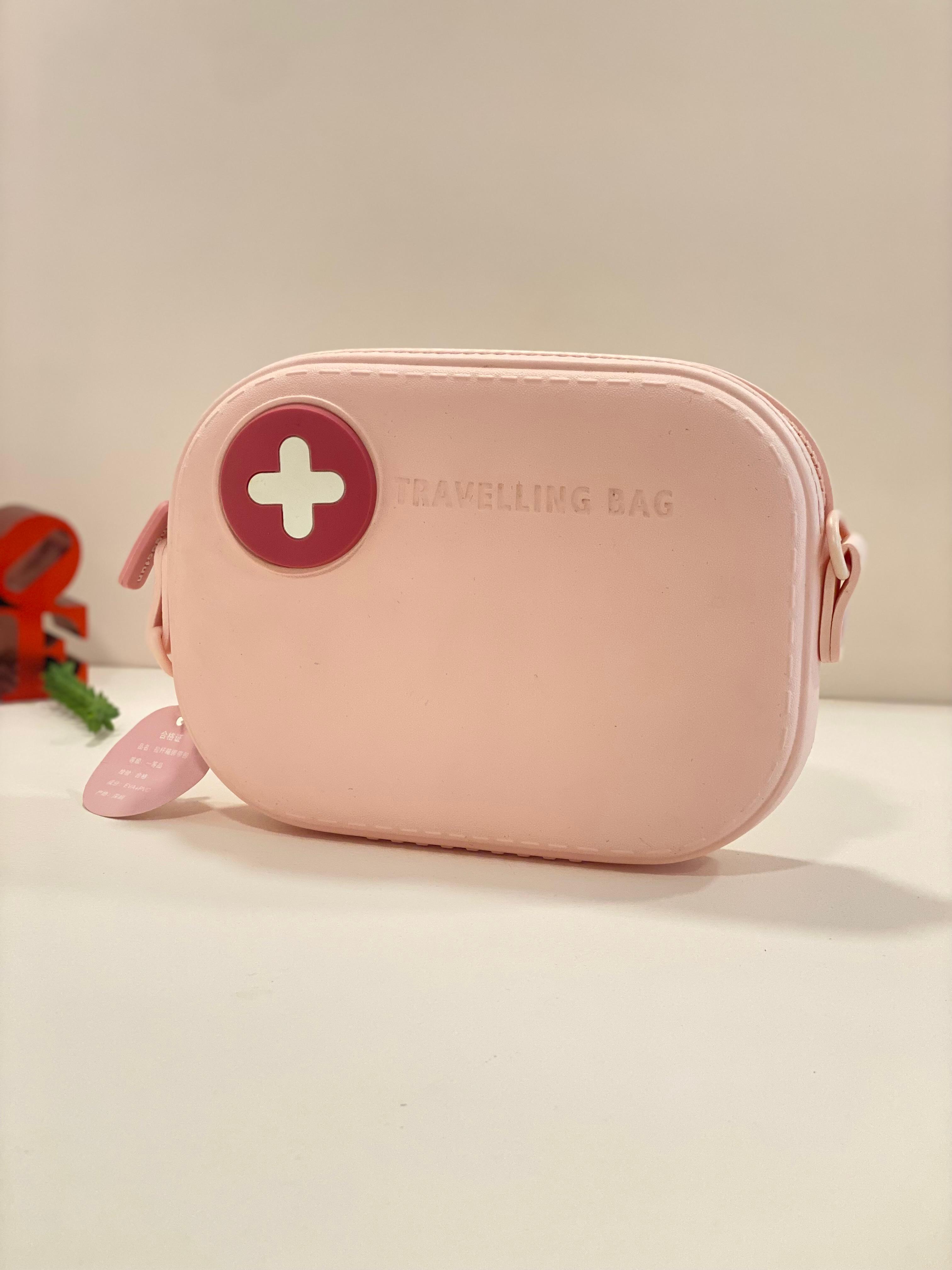 Pastel Pink Mini Travelling Crossbody Bag – Cute Compact Travel Pouch with Adjustable Strap | Lightweight Everyday Sling Bag