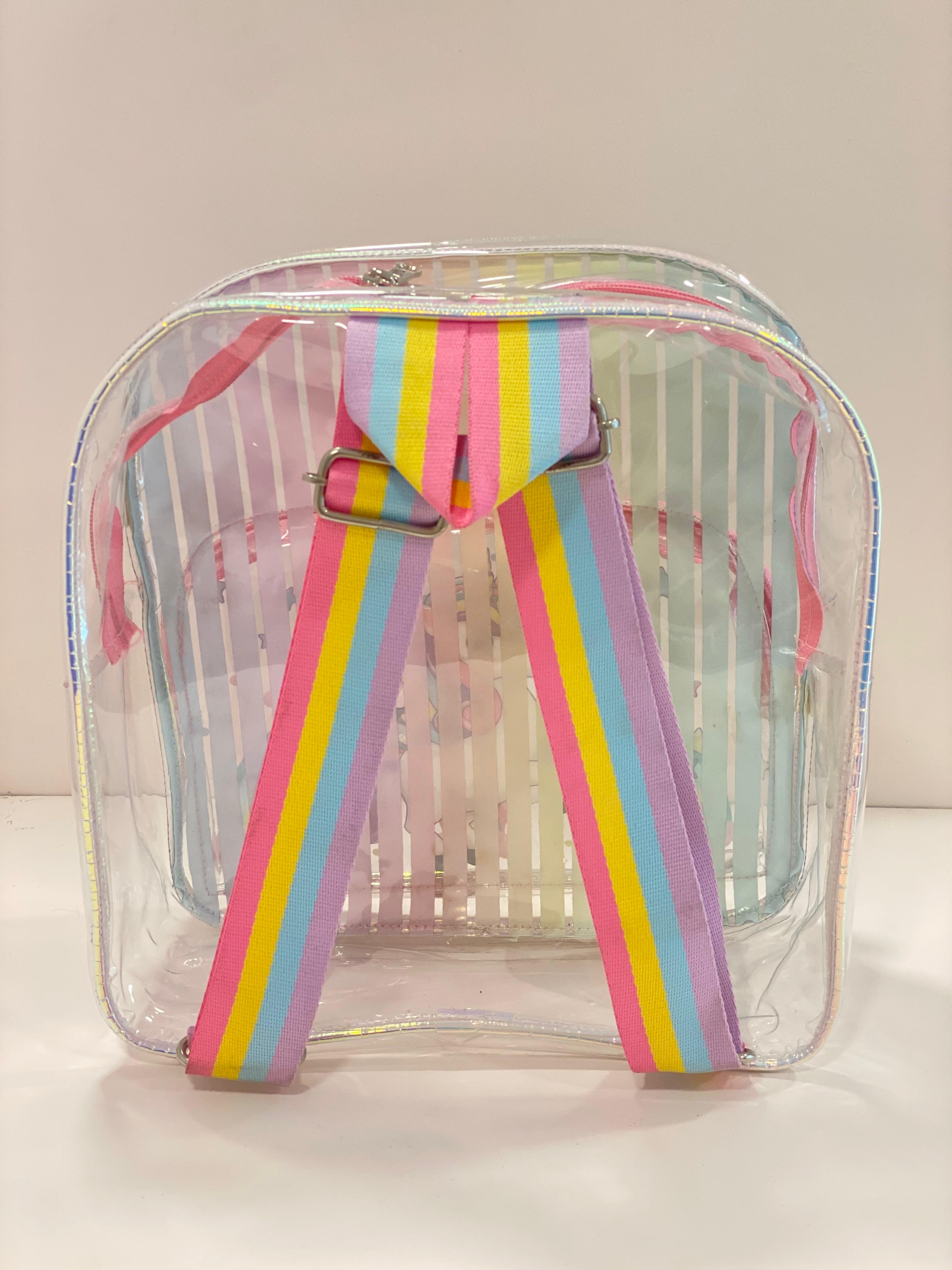 justice transparent unicorn mini backpack Cute Unicorn Transparent Backpack for Kids – Rainbow Clear Mini School – PropFactory