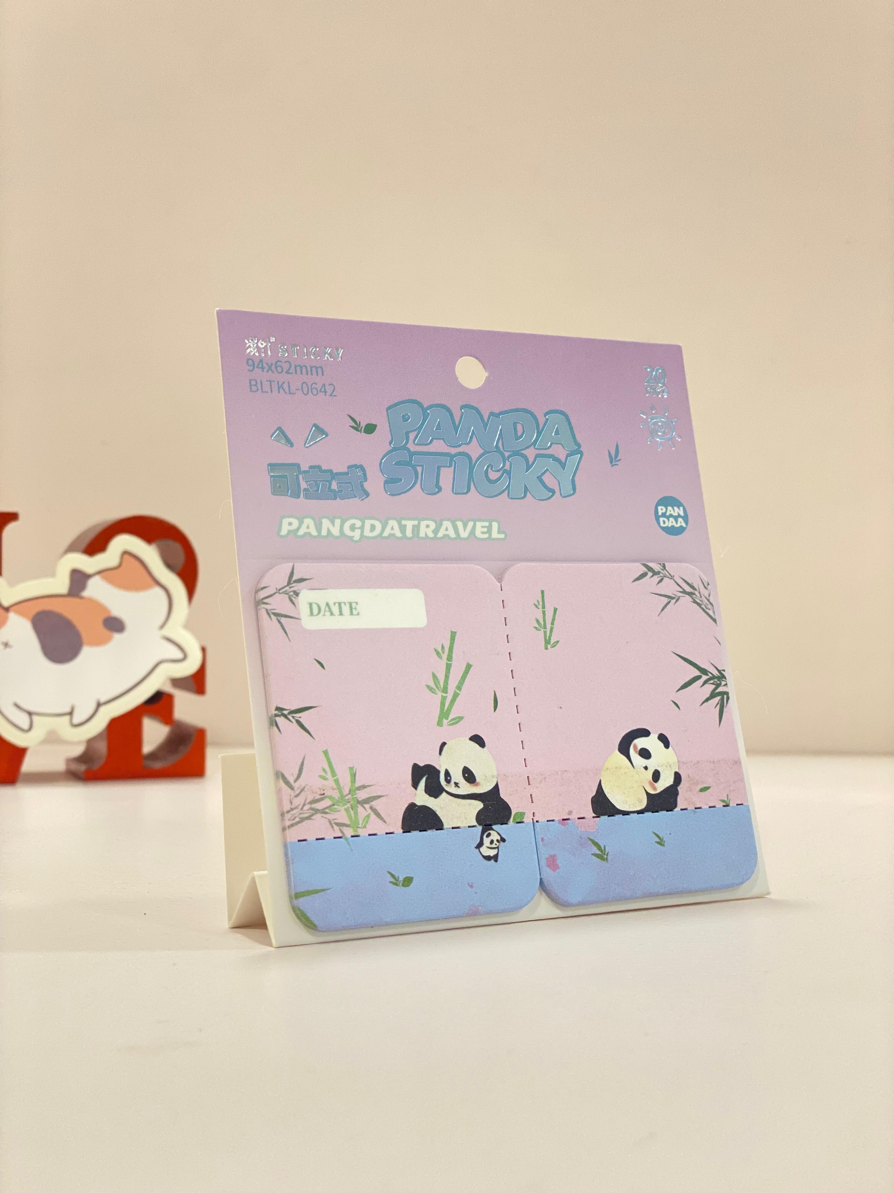 Cute Panda Sticky Notes – Kawaii Memo Pads | Panda Travel Sticky Notes | Aesthetic Study & Office Stationery (20 Sheets)