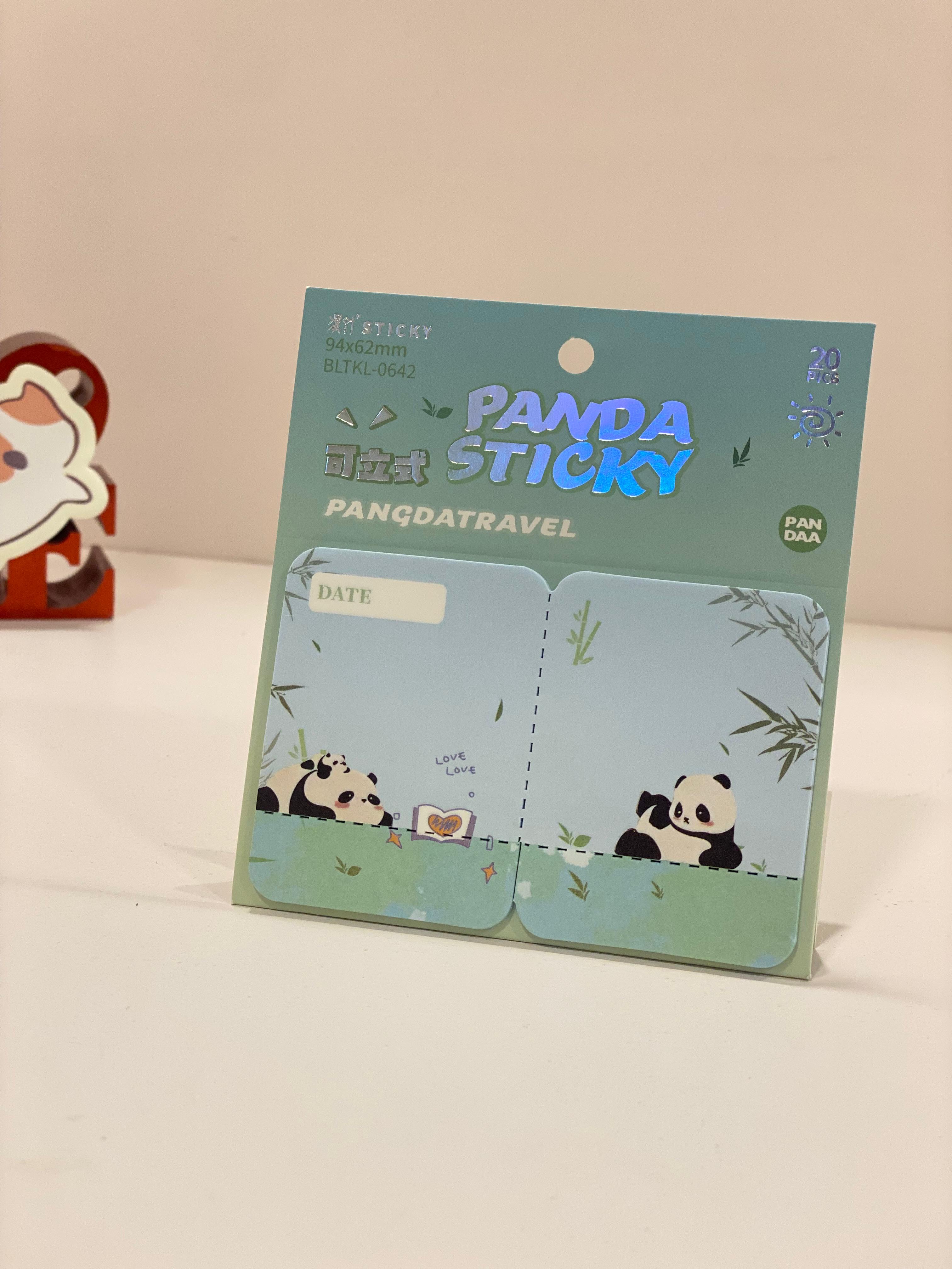 Cute Panda Sticky Notes – Kawaii Memo Pads | Panda Travel Sticky Notes | Aesthetic Study & Office Stationery (20 Sheets)