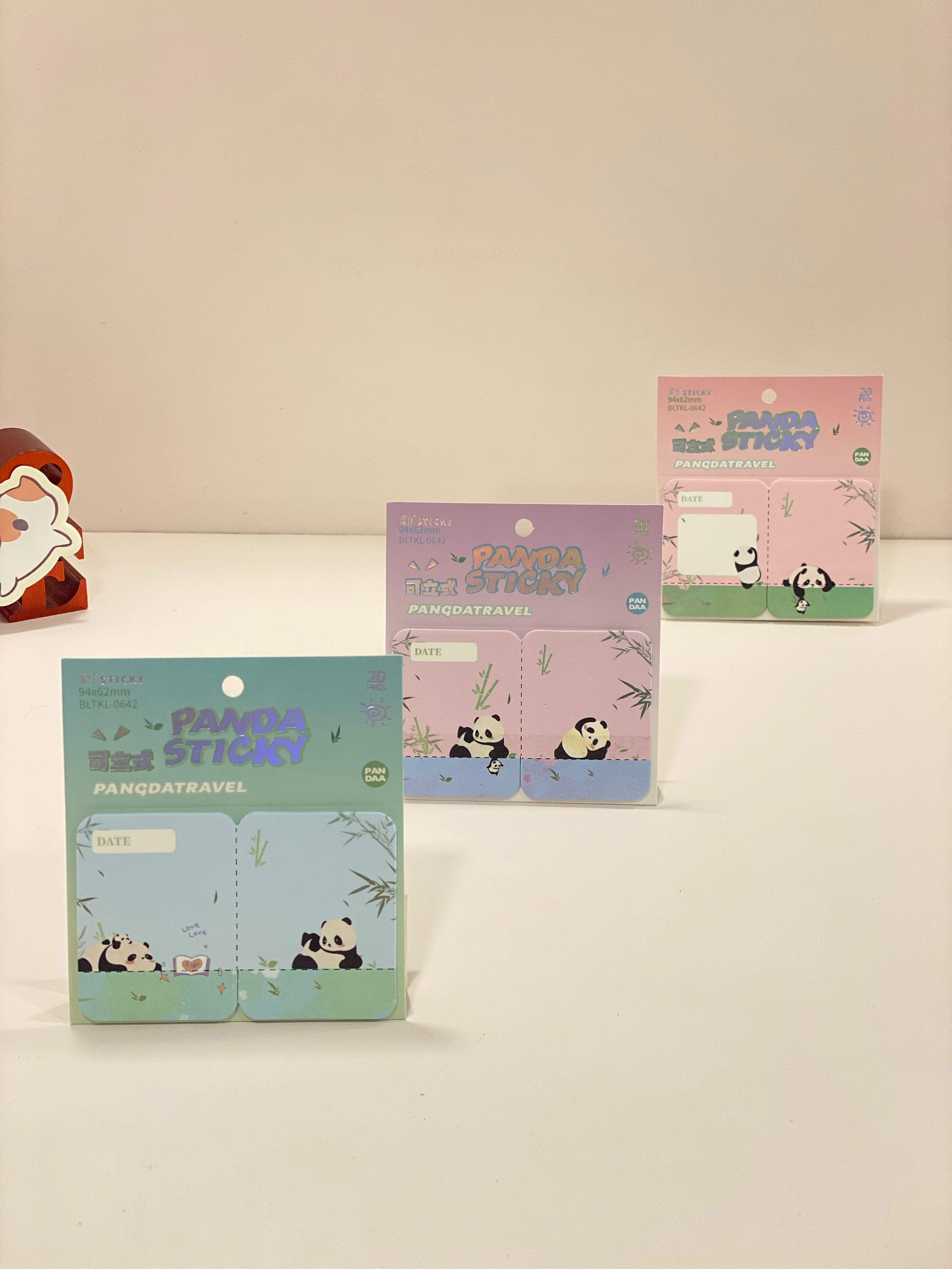 Cute Panda Sticky Notes – Kawaii Memo Pads | Panda Travel Sticky Notes | Aesthetic Study & Office Stationery (20 Sheets)
