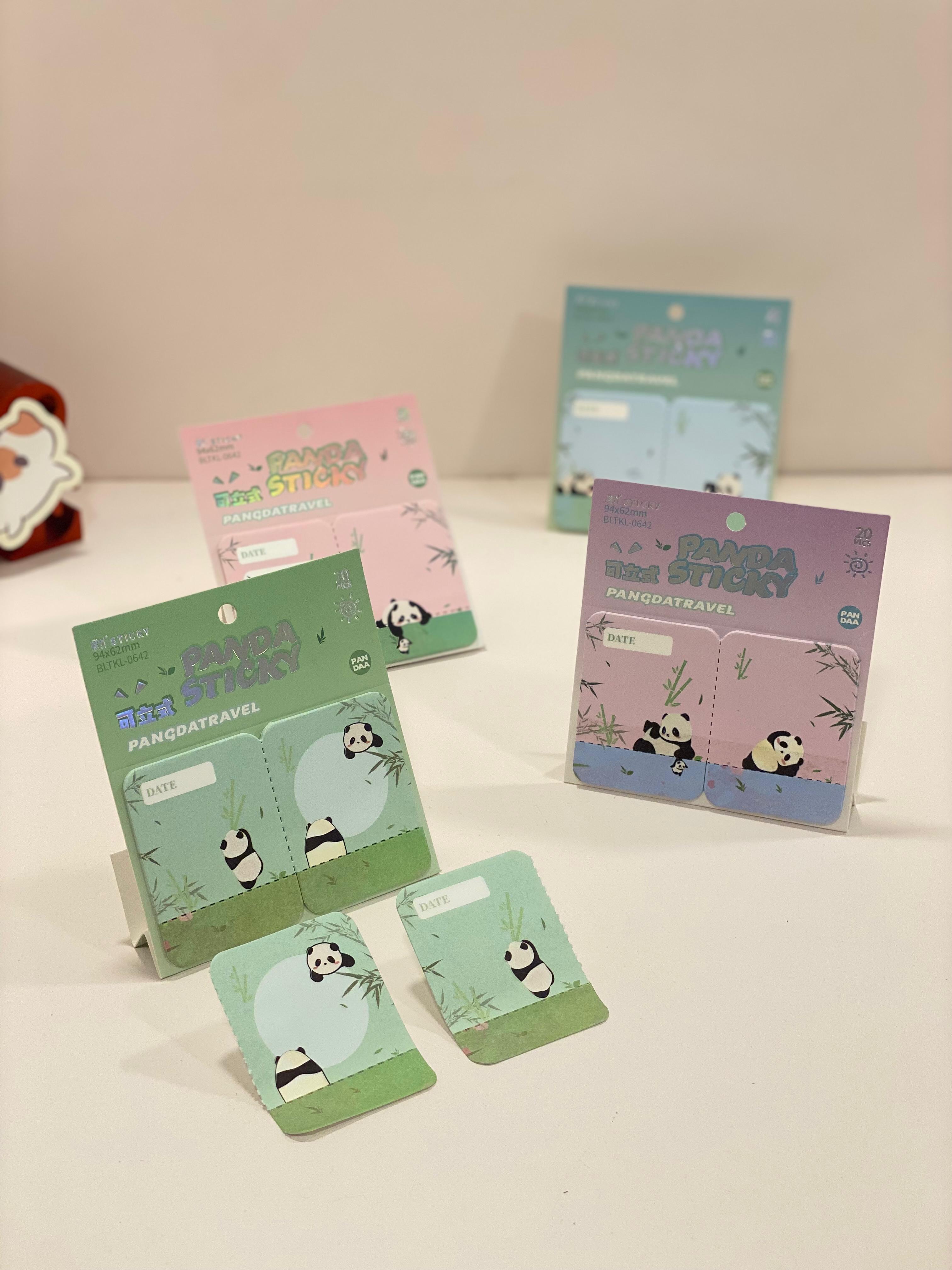 Cute Panda Sticky Notes – Kawaii Memo Pads | Panda Travel Sticky Notes | Aesthetic Study & Office Stationery (20 Sheets)