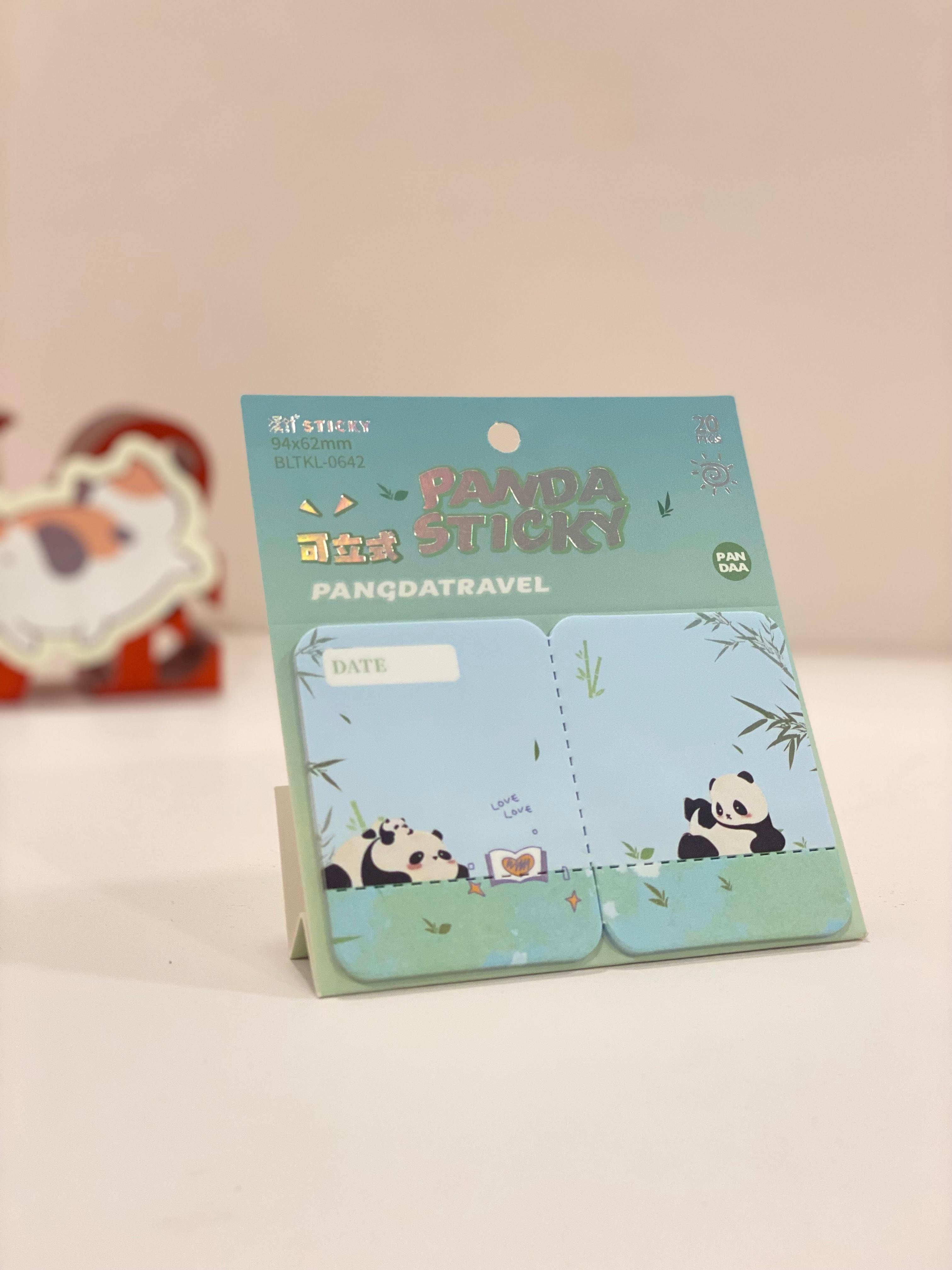 Cute Panda Sticky Notes – Kawaii Memo Pads | Panda Travel Sticky Notes | Aesthetic Study & Office Stationery (20 Sheets)