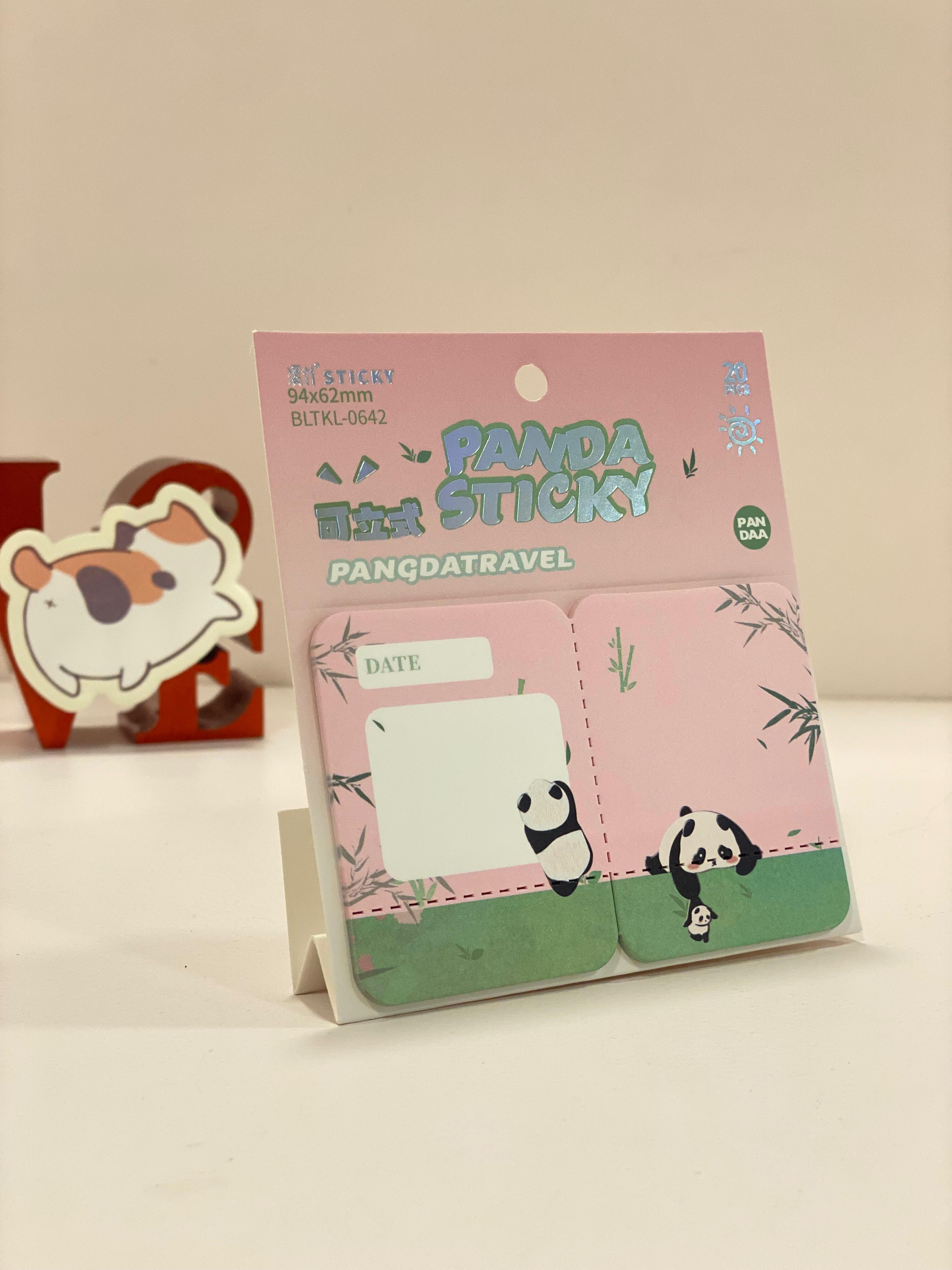 Cute Panda Sticky Notes – Kawaii Memo Pads | Panda Travel Sticky Notes | Aesthetic Study & Office Stationery (20 Sheets)