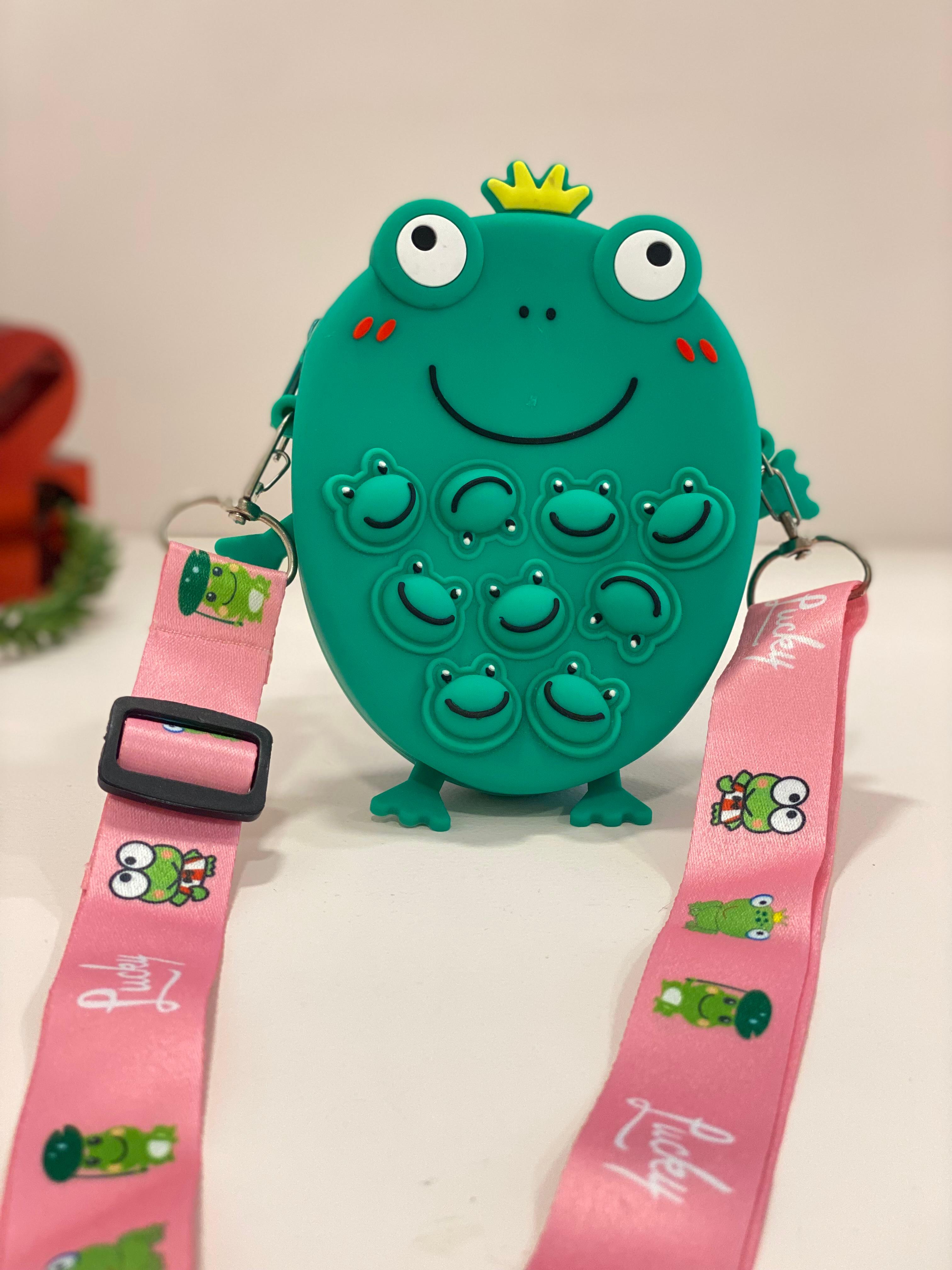 Cute Frog Pop It Keychain Wallet with Lanyard – Silicone Coin Pouch & Fidget Toy for Kids | Kawaii Mini Storage Case