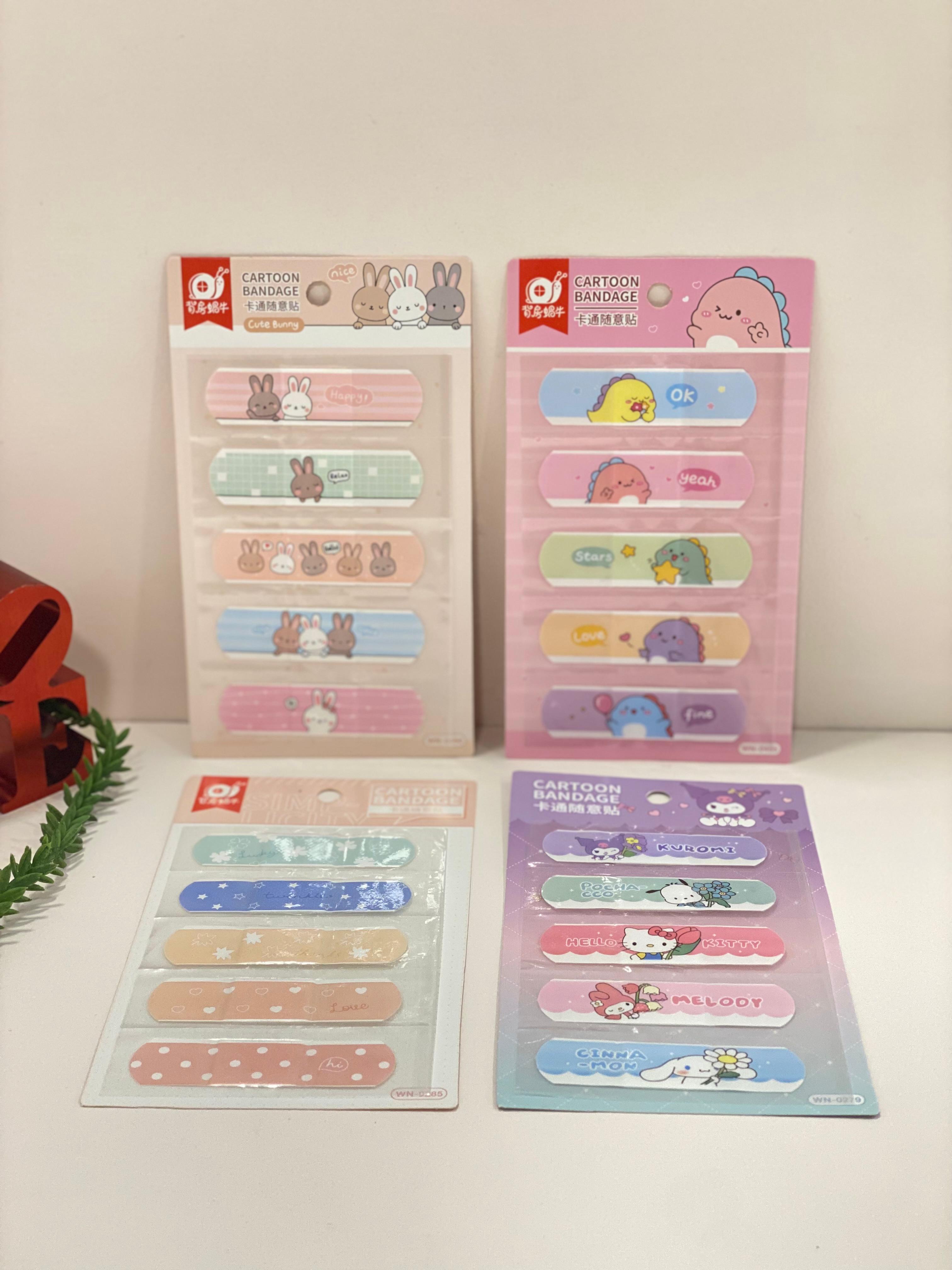 Cute Cartoon Printed Bandage Set – Kids Adhesive Bandages | Kawaii Character First Aid Plasters | Bunny, Dino & Sanrio Style Designs