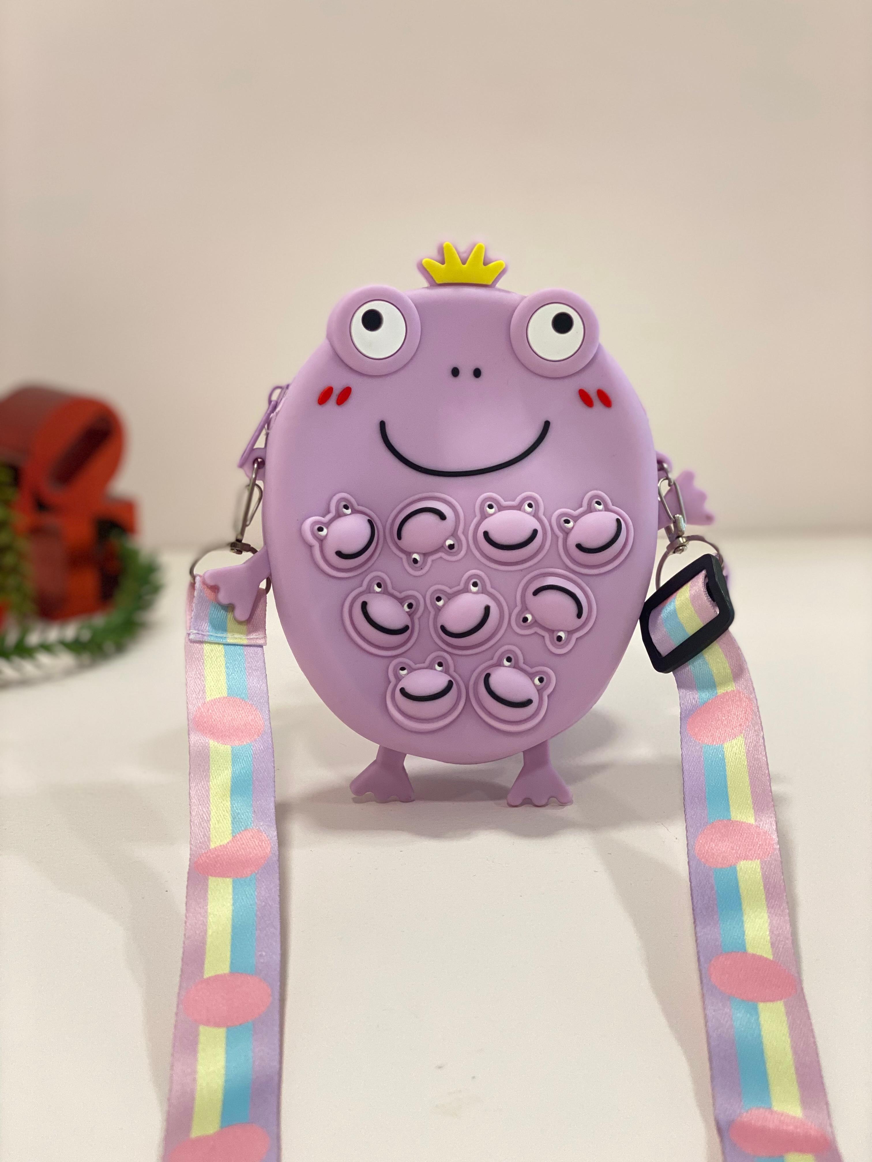 Cute Frog Pop It Keychain Wallet with Lanyard – Silicone Coin Pouch & Fidget Toy for Kids | Kawaii Mini Storage Case