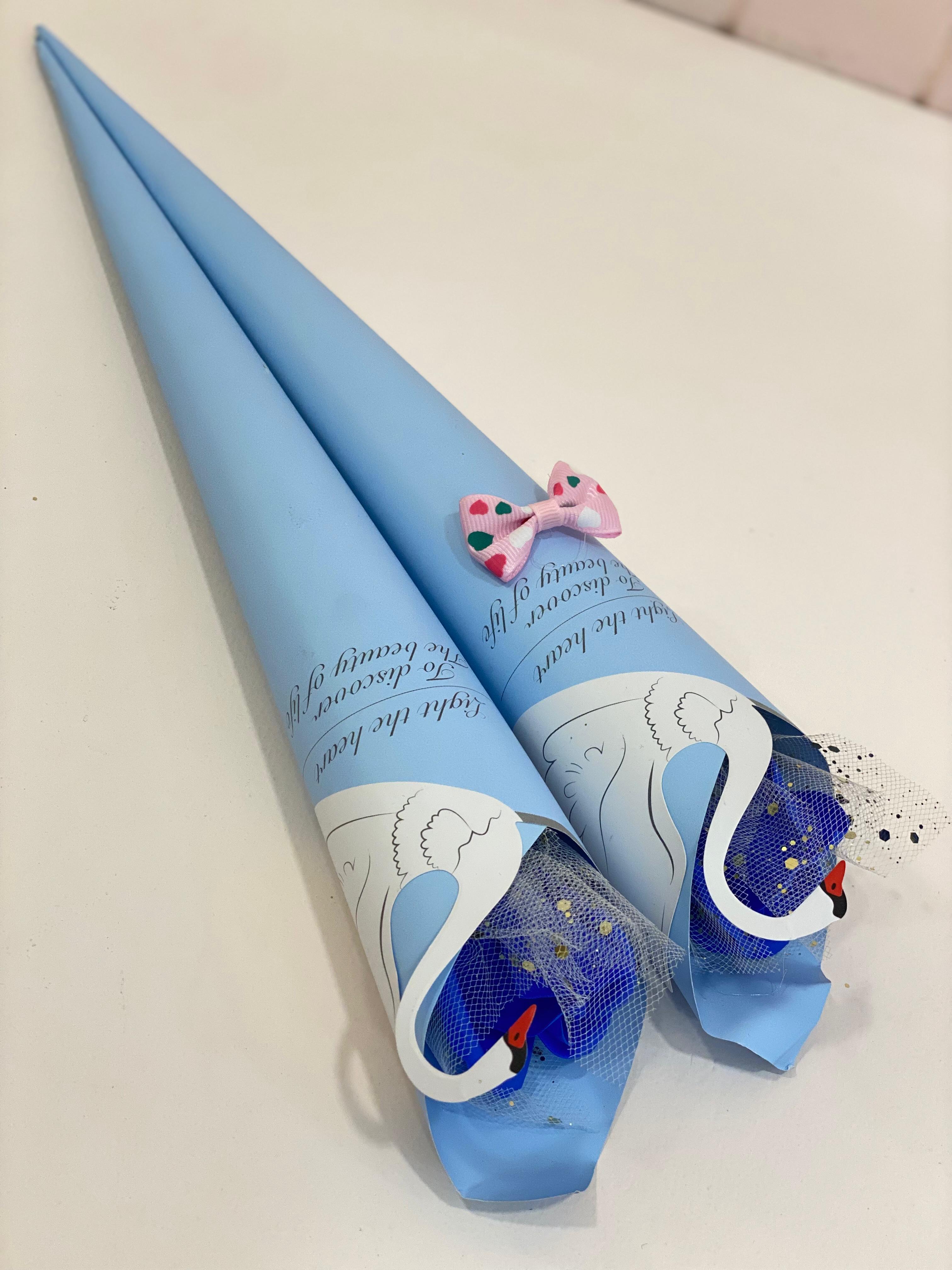 Pastel Artificial Flower Bouquet Gift Cone – Ready-Made Swan Wrap Bouquet | Aesthetic Decorative Gift Bouquet | Graduation & Birthday Gift