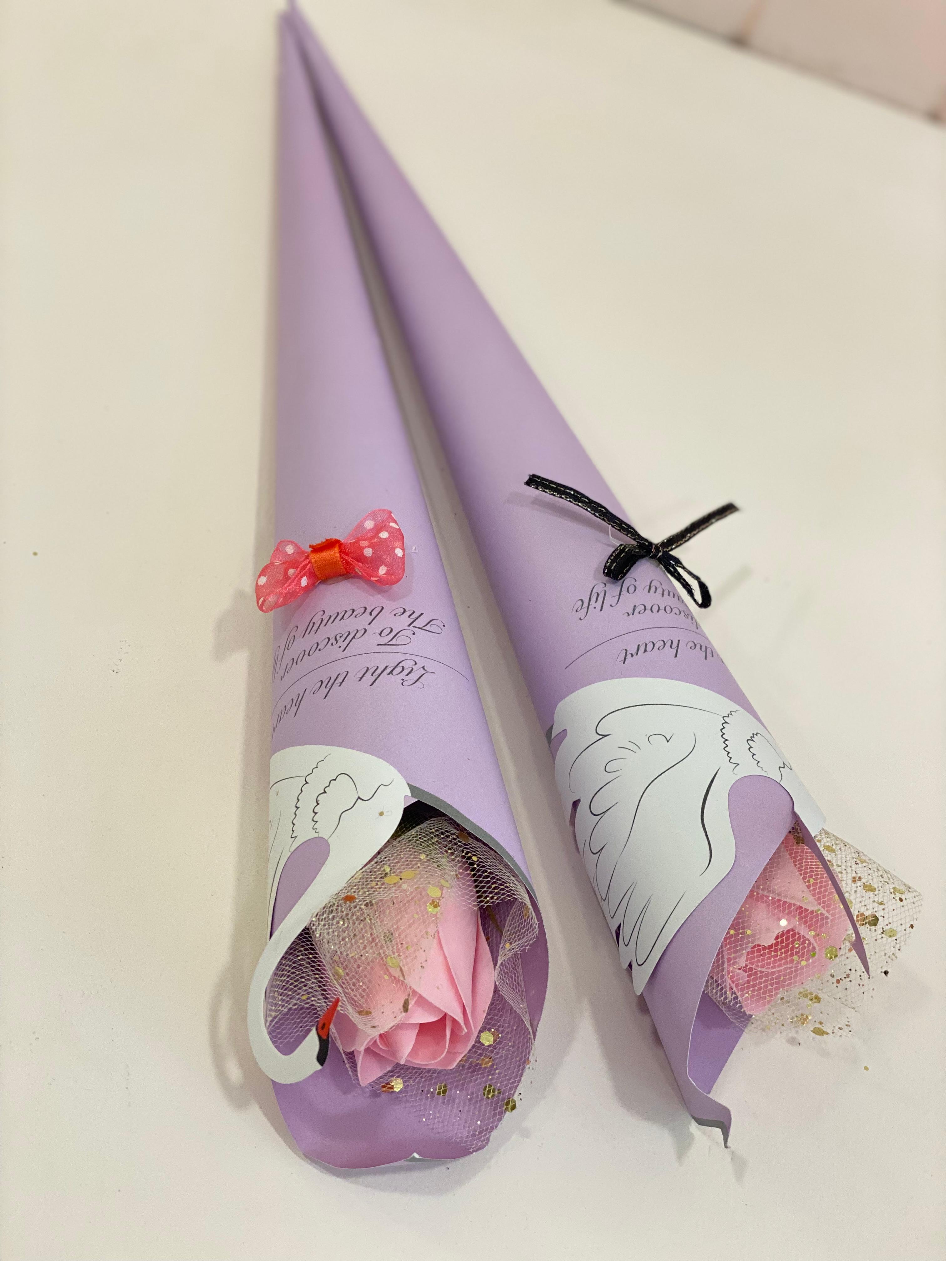 Pastel Artificial Flower Bouquet Gift Cone – Ready-Made Swan Wrap Bouquet | Aesthetic Decorative Gift Bouquet | Graduation & Birthday Gift